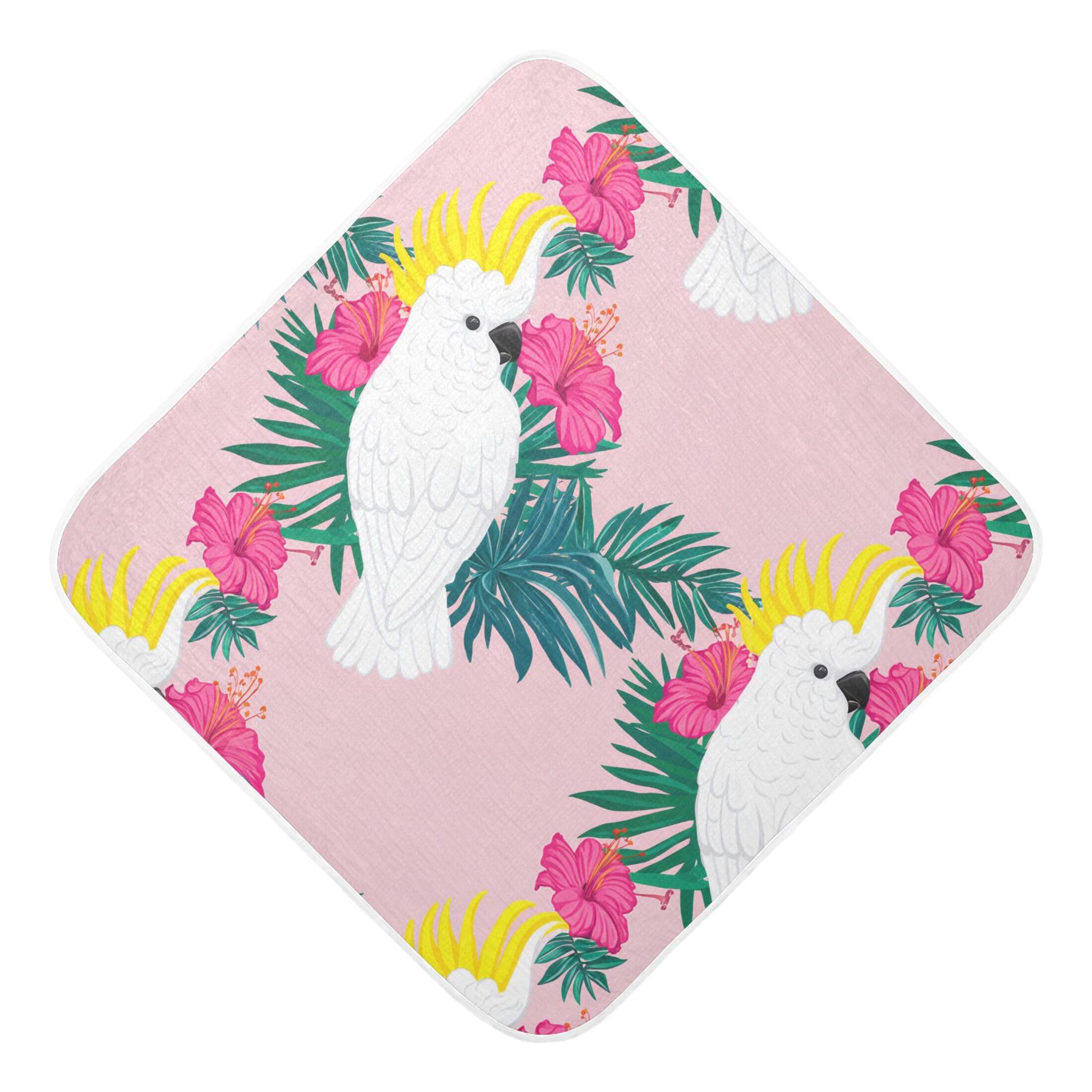 Kigai Baby Hooded Towel Absorbent Baby Bath Shower Towel with Hood for Newborn Boys Girls Babies Infant Toddler (White Cockatoos 30 x 30 in)