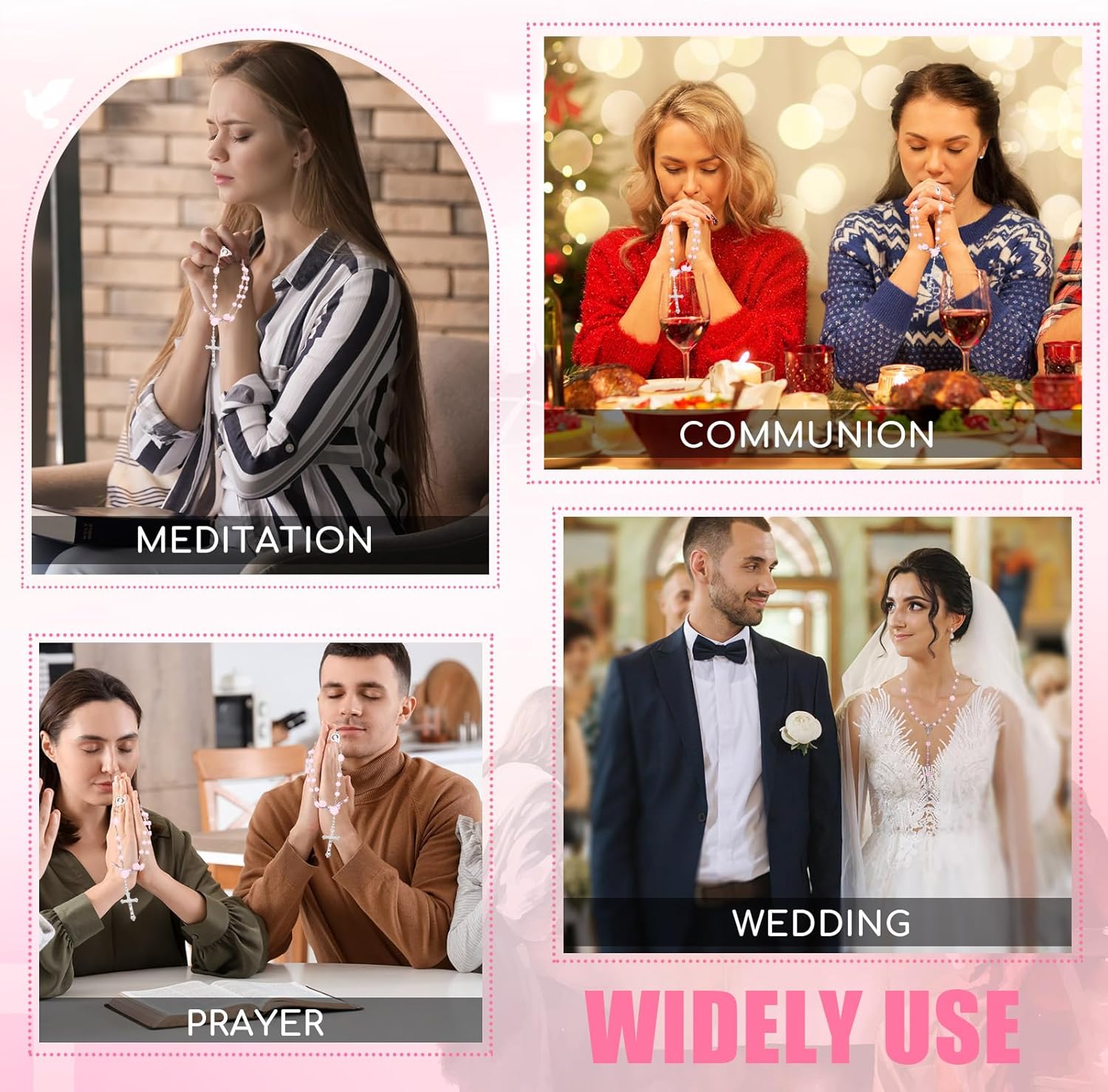 Quelay Rosary for Women Catholic Gifts Our Lady of Rosary Beads Pray Card Necklace Confirmation Gifts - Image 5