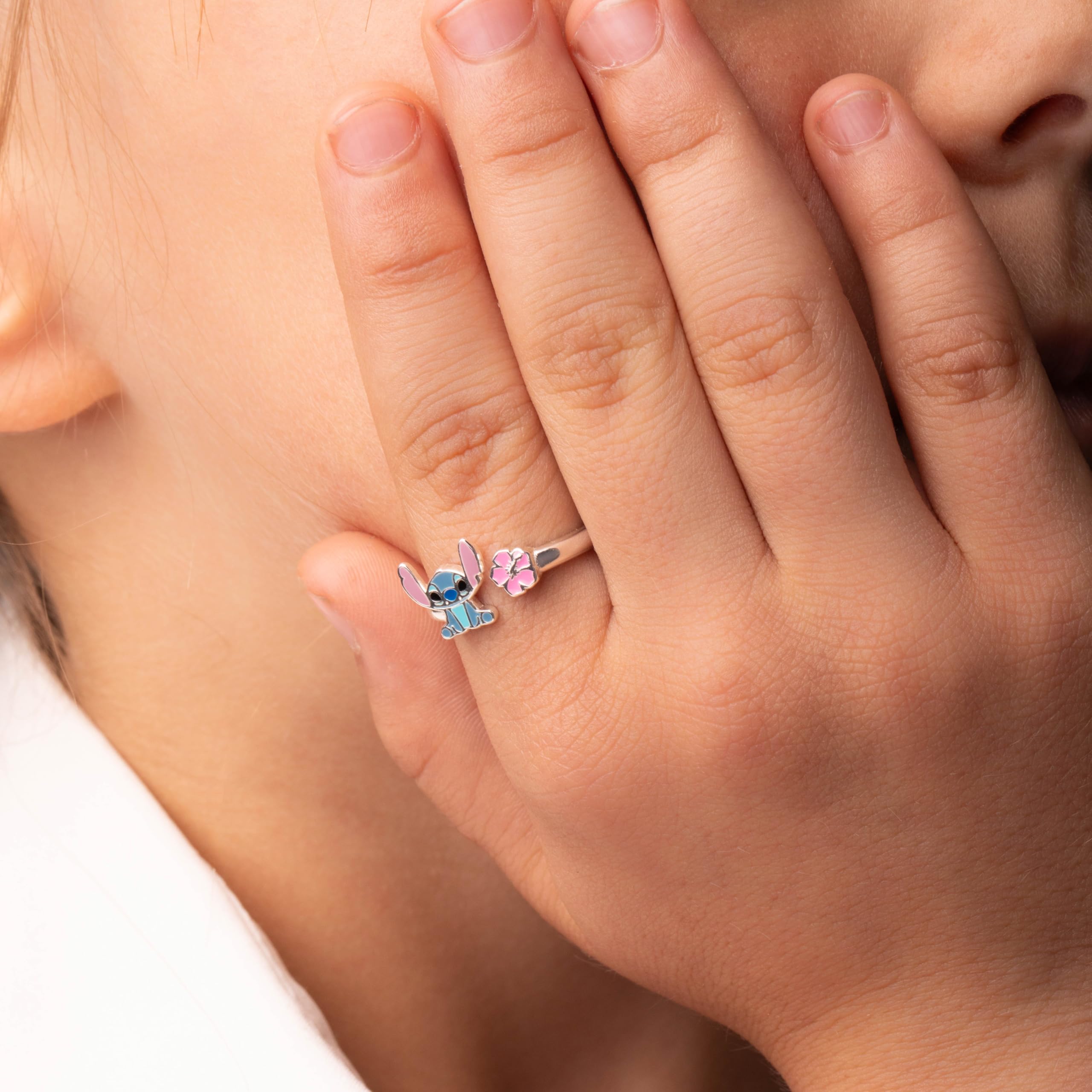 Disney Bague avec Stitch pour filles en Argent, taille Réglable