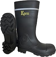Vista 1 de Botas de lluvia con punta de acero para hombre, botas de goma de PVC, botas de pesca impermeables, botas de trabajo antideslizantes para exteriores