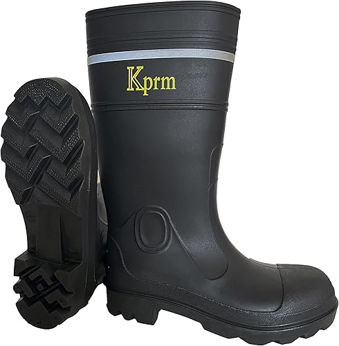 Botas de lluvia con punta de acero para hombre, botas de goma de PVC, botas de pesca impermeables, botas de trabajo antideslizantes para exteriores