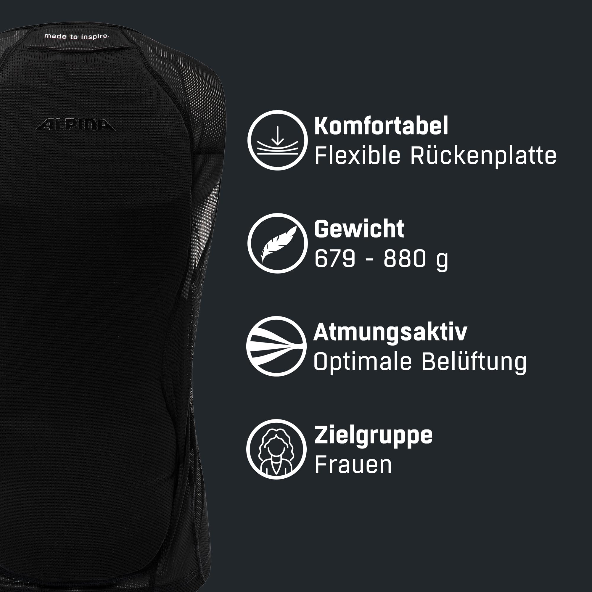 ALPINA PROSHIELD WOMEN VEST - Flexibler, Atmungsaktiver & Individuell Einstellbarer Rückenprotektor Für Damen