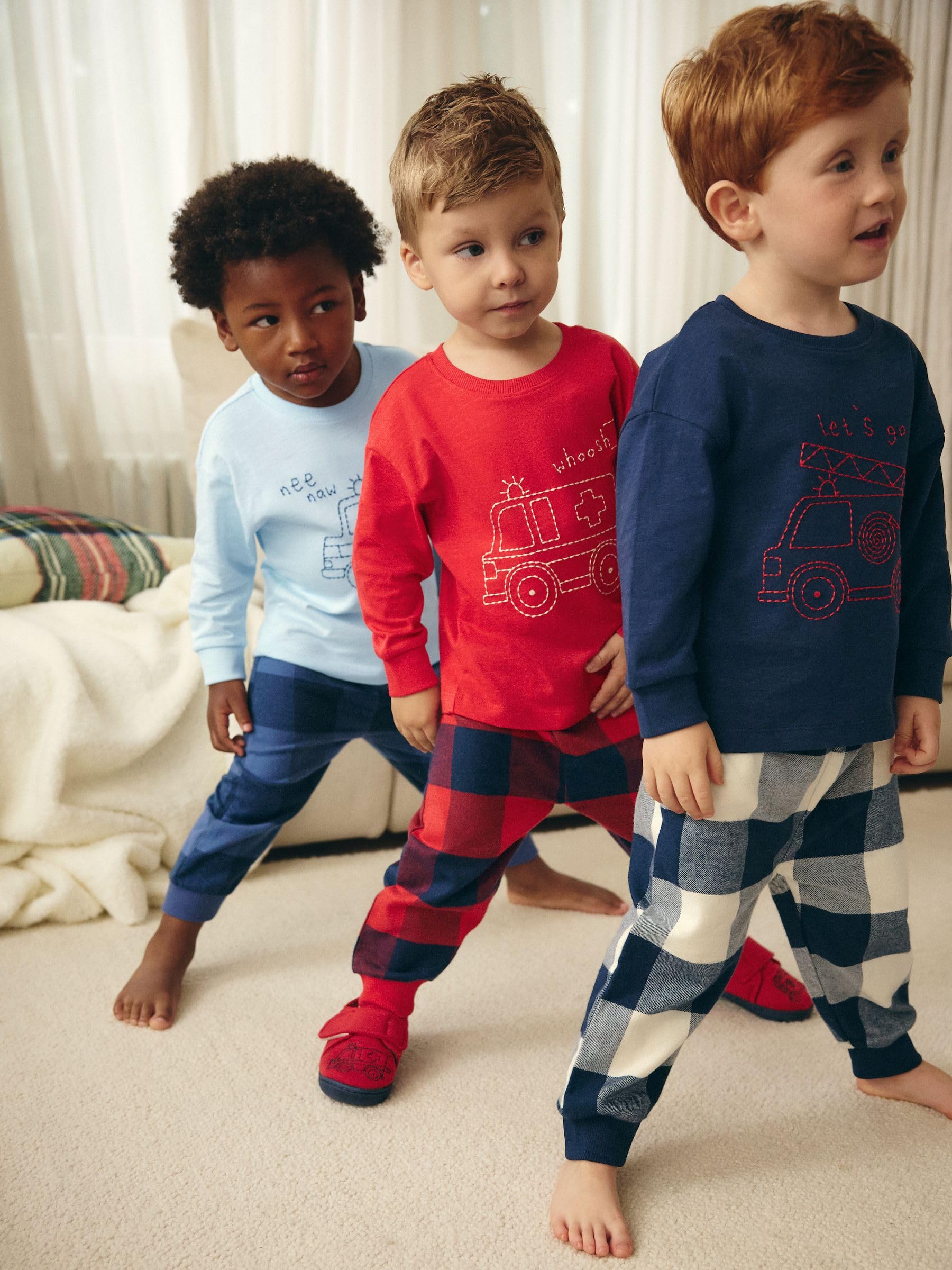 NEXT Jungen Schlafanzughose mit Karomuster im 3er-Pack 74-152
