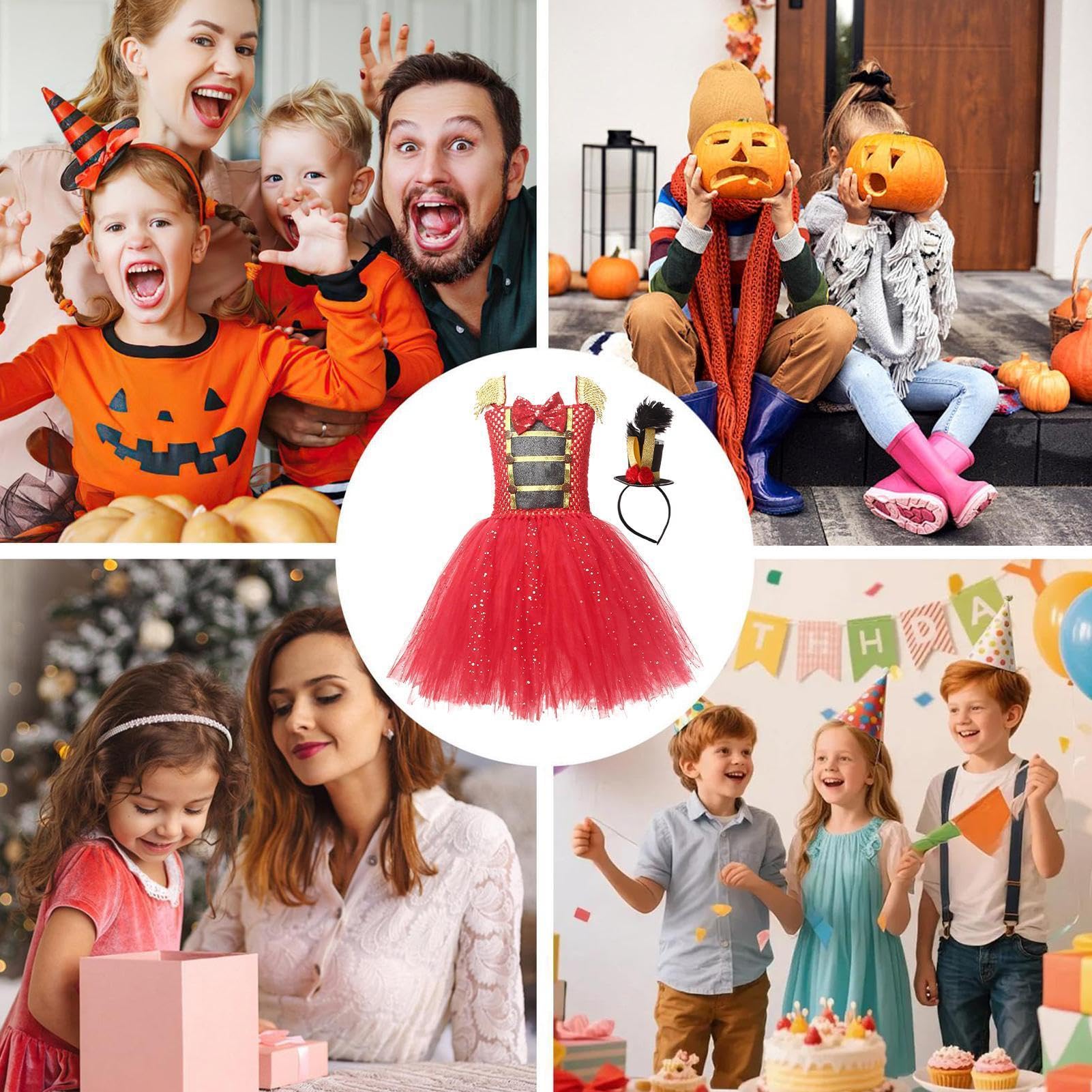 Abito per Bambine con Cappello Cerchietto Tutù Principessa di Natale