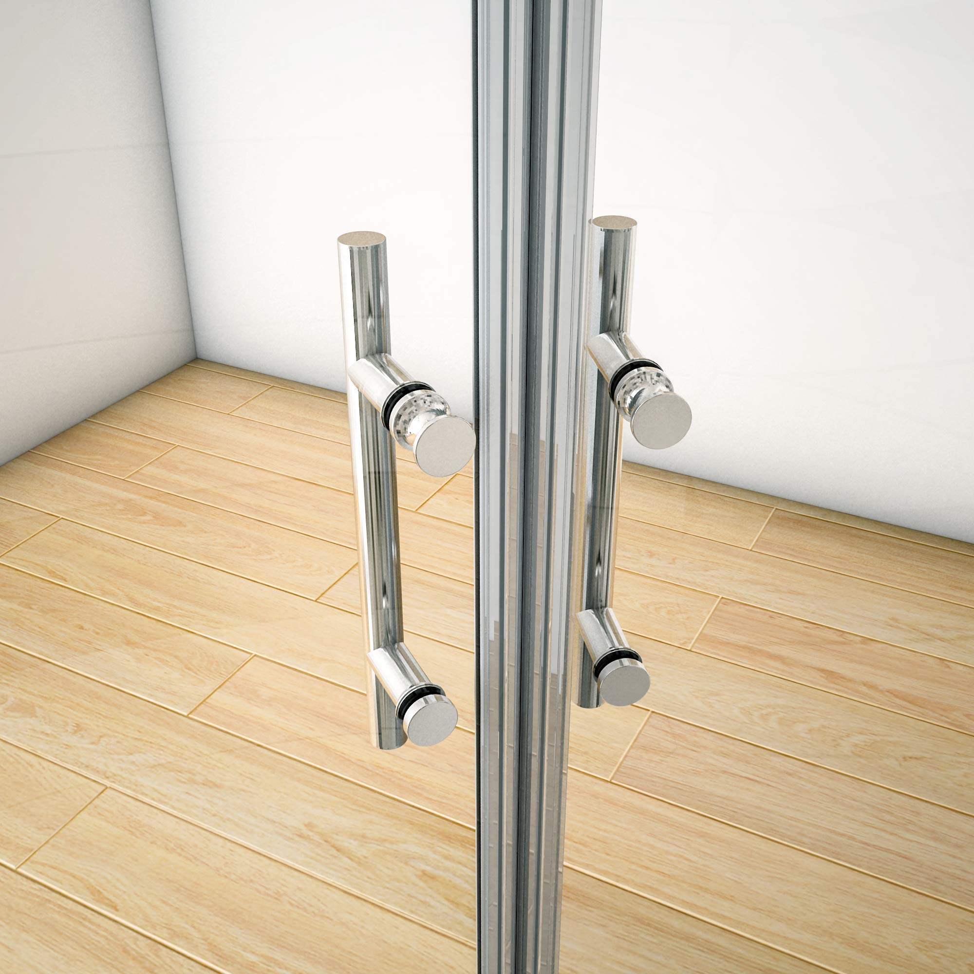 Box Doccia Semicircolare alto 185 cm Porta Apertura Vetro 6mm 80x80 cm | Trasparente Anticalcare, Temperato, Vetro, Profilo Cromo, Scorrevole