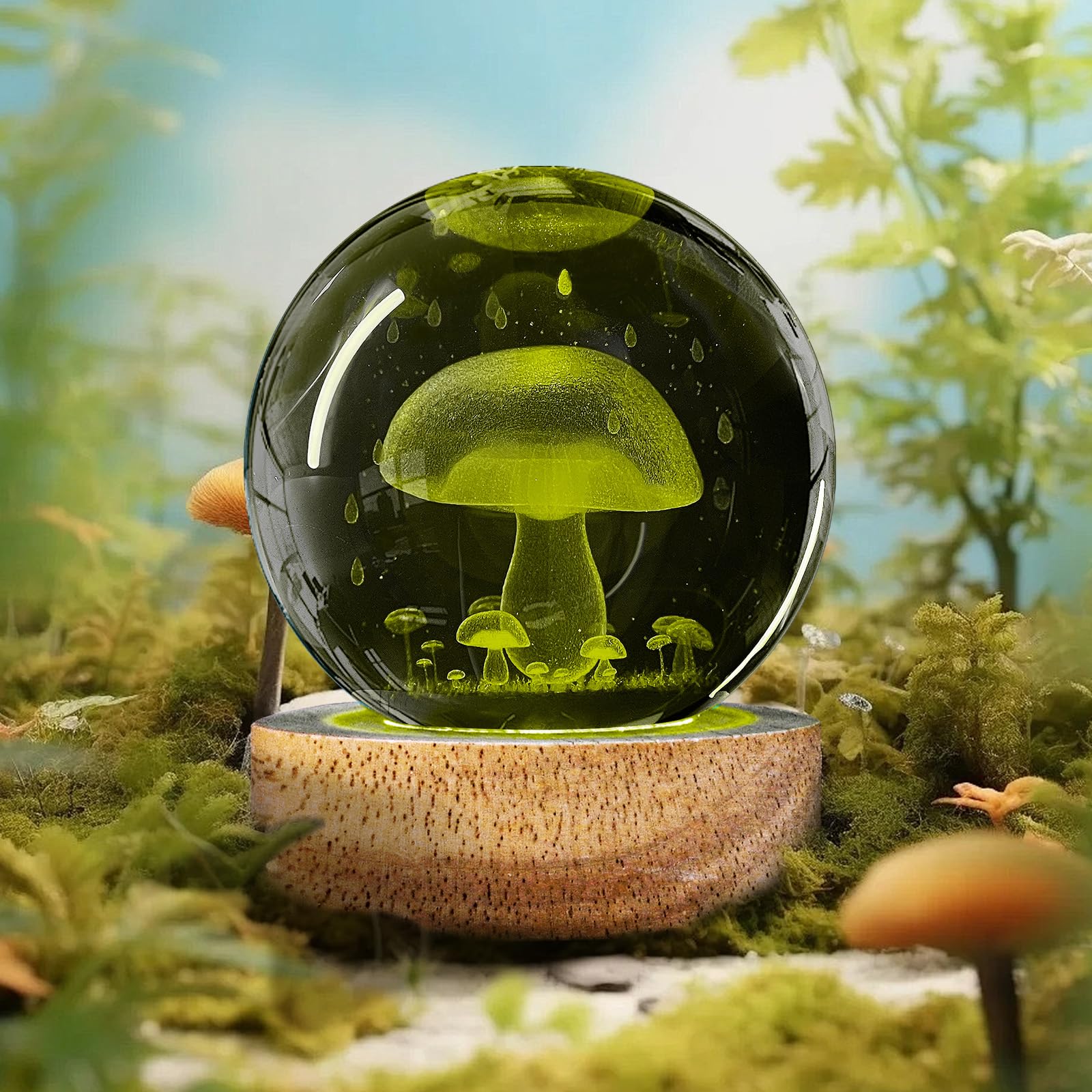 DCORIUNTG 3D Crystal Ball Night Light with 16 Colors, 60mm Glass