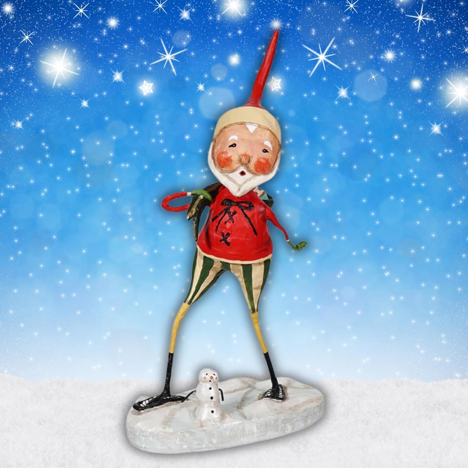 Lori Mitchell Snow Shoe Santa Polyresin Christmas Delivery Snowman 11091