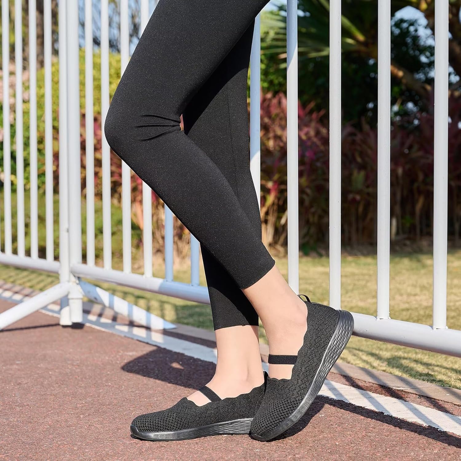 poemlady Women's Slip on Loafer Shoes - Knit Casual Ballet Flat Nurse Walking Sneakers Mesh Round Toe Low Wedge Memory Foam Shoes