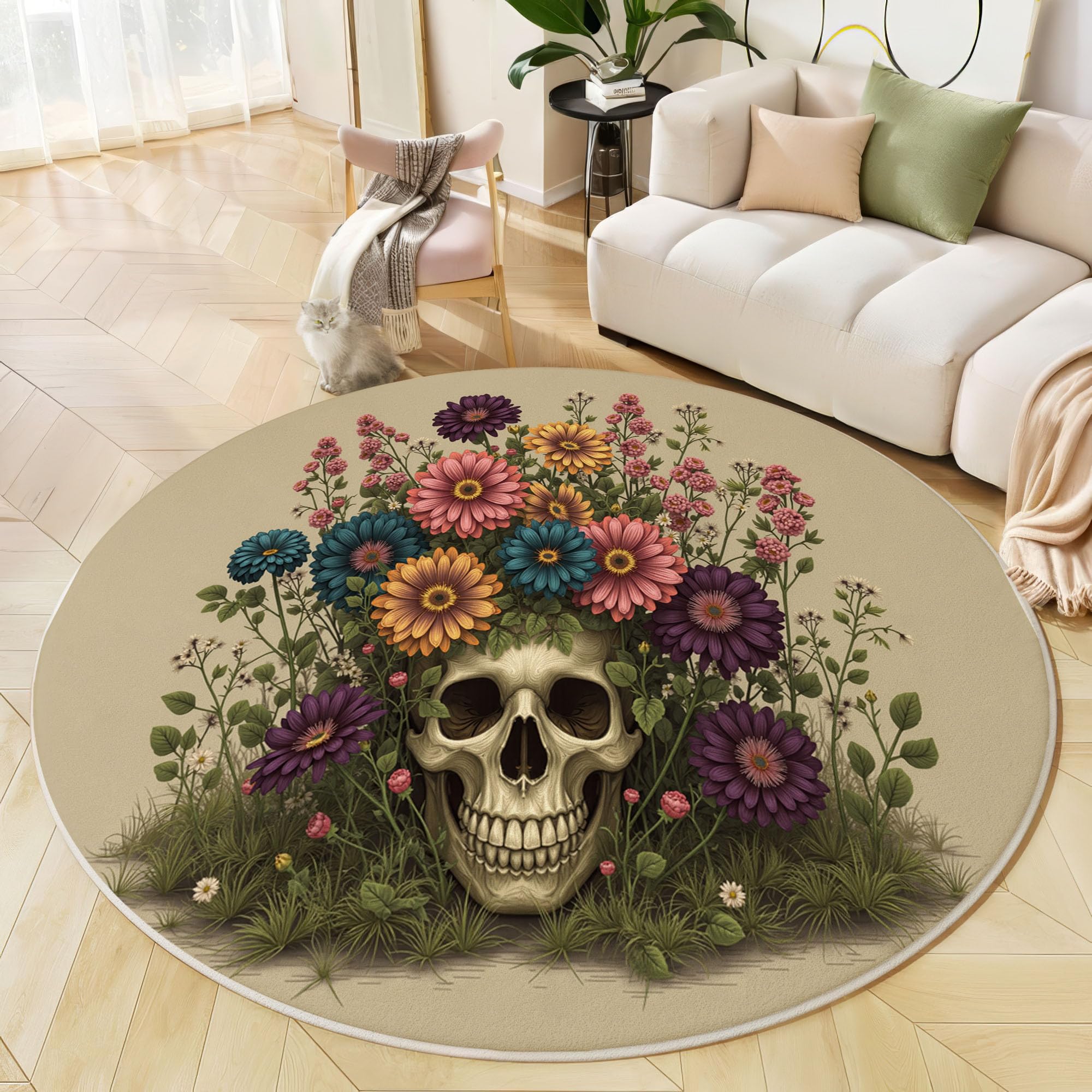 Tapis rond antidérapant et doux 80 cm pour sécuriser la chambre