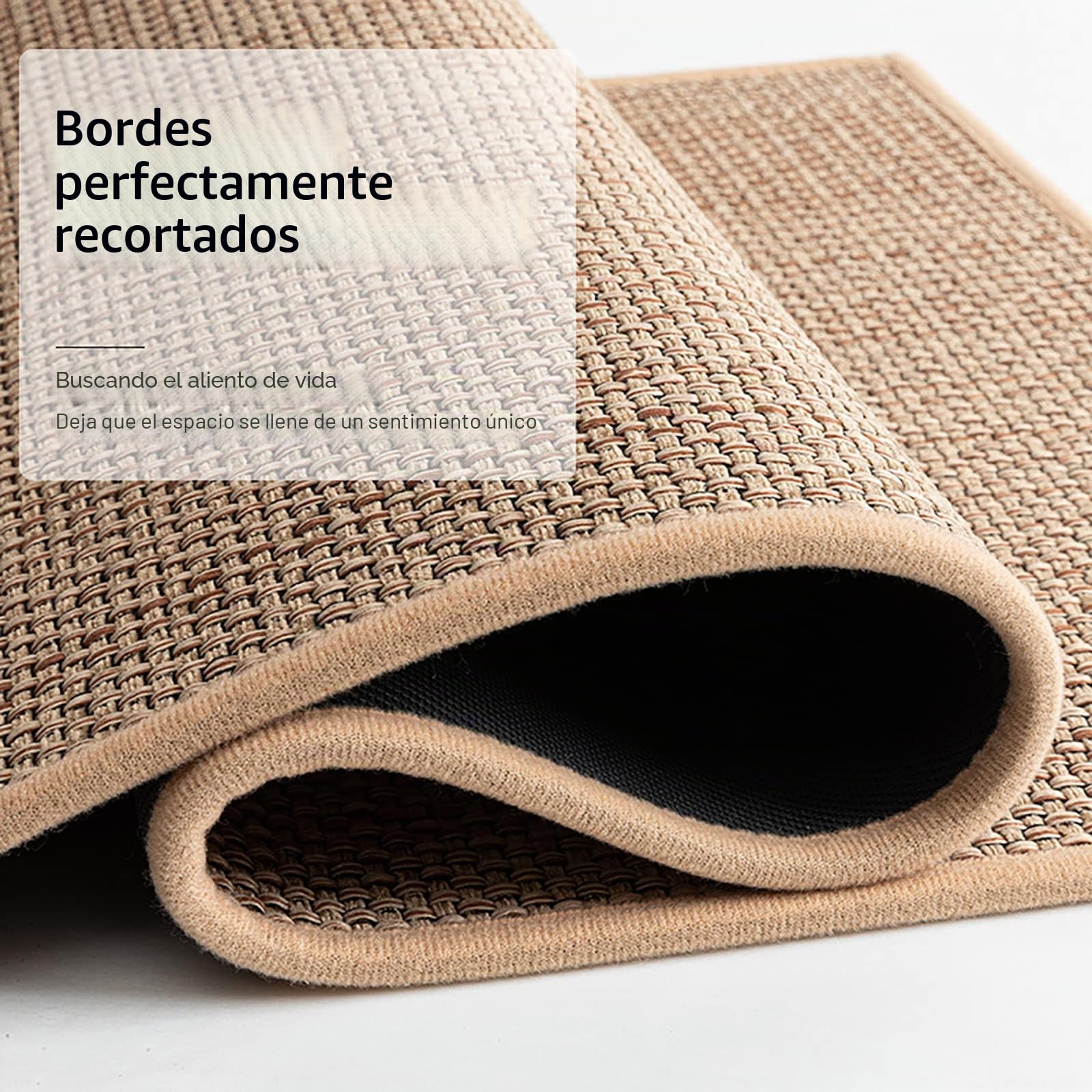 Urukundo Alfombra de Cocina Frente al Fregadero - Alfombra de Lino Lavable y Antideslizante de Goma, Yute para Cocina - Marrón - 44 x 120cm