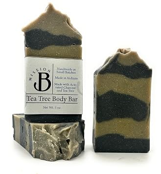 All Natural Handmade Tea Tree Body Soap Bar; Organic; 5 ounce Soap Bar; Formulated for Acne Prone and Oily Skin; Made for Men and Woman
