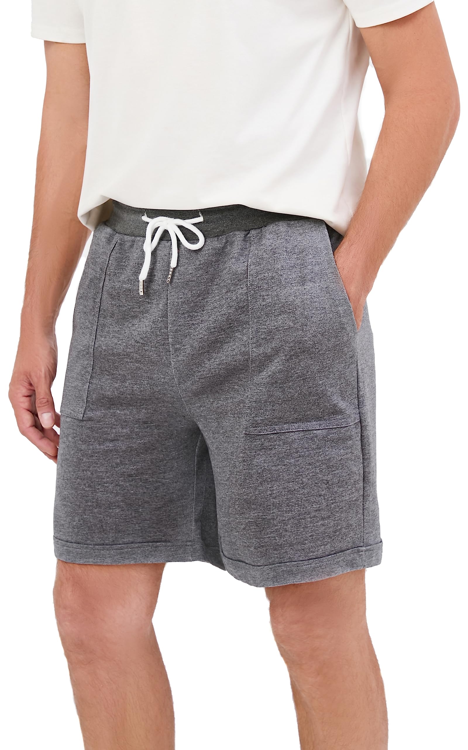 Yukiuiny Pantalone Corto Hombre Short Algodón con Cordón Pijamas Chandal Elástica Ajustable con Bolsillos Verano Shorts Deportivos para Jogging Fitness