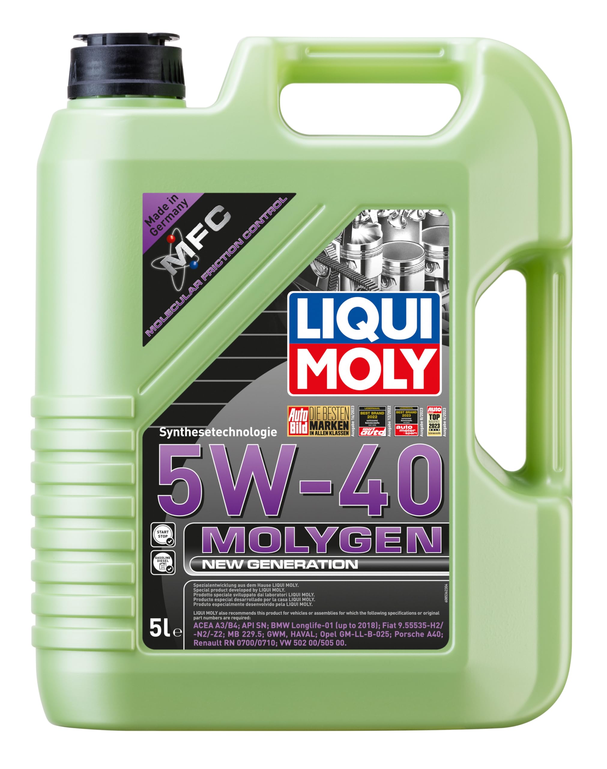 Molygen New Generation 5W-40 5L Engine oil SKU: 8536, yellow