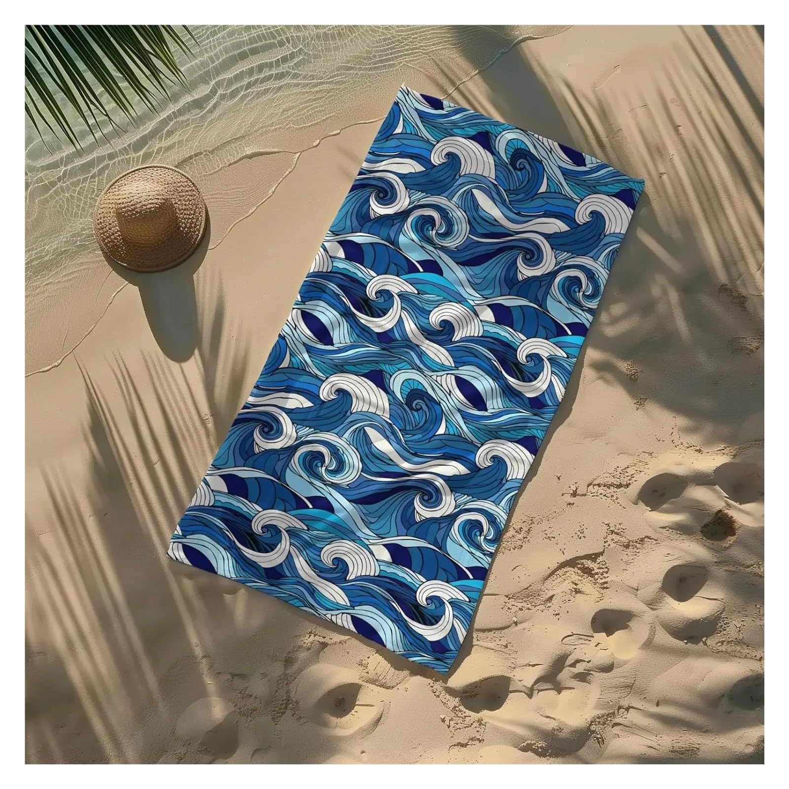 Coperta estiva in microfibra con onde dell'oceano, leggera, ad asciugatura rapida, for viaggi in spiaggia, piscina, palestra, nuoto(35x70inch 90x180cm)