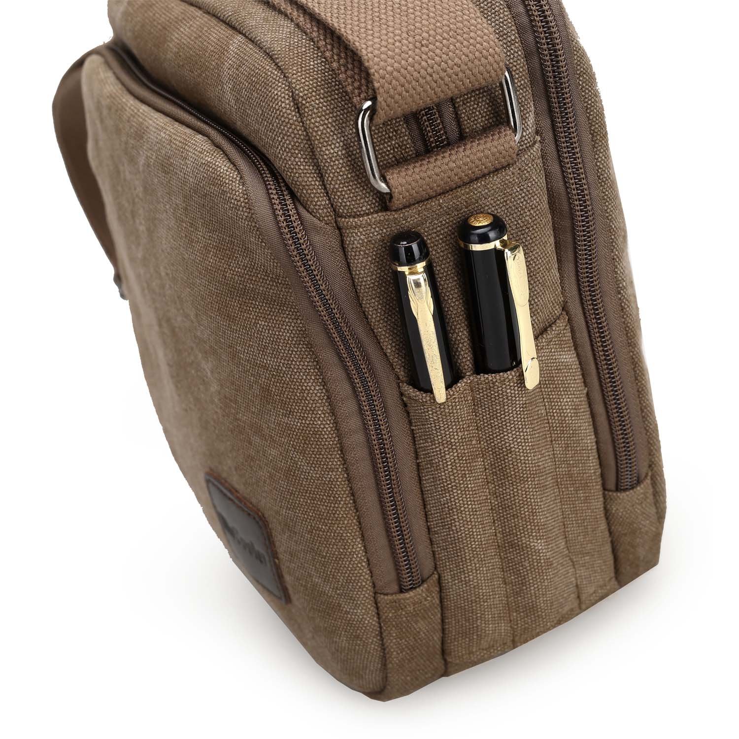 Sac bandoulière Homme Sac Besace Vintage Petit Porté épaule Sac en Toile Sacoche de Voyage pour école Université Cours Travail Sport Bourse Rétro Pochette Messager