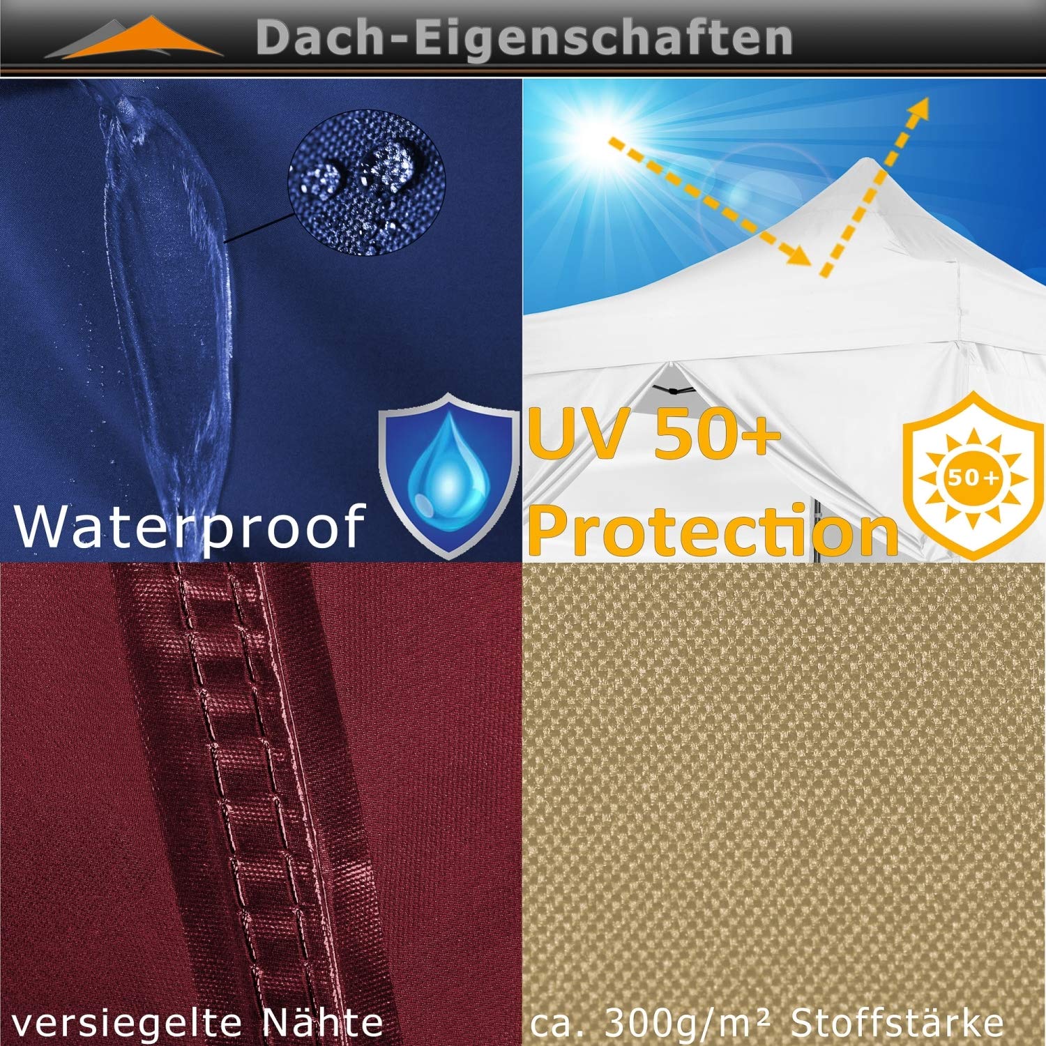 INSTENT Alu-Pavillon 3 x 6 m Pro 4 Seitenteile wasserdicht UV-Schutz 50+, weiß