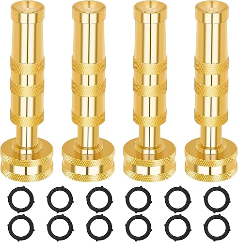 AUTOMAN Boquilla de manguera de latón Boquillas de chorro de alta presión, paquete de 4, rociador resistente para mangueras de jardín, pistola