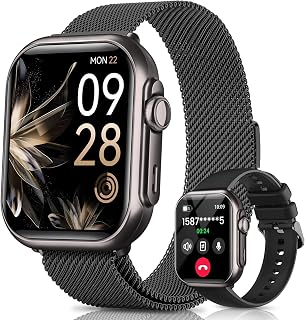 Smart Watches for Women Reloj Mujer: Smartwatch with 30Day Battery Life SpO2 Sleep Heart Rate Monitor, Bluetooth Calls, 120 Sport Modes IP68 Waterproof Fitness Tracker watch for Android iPhone 2Bands