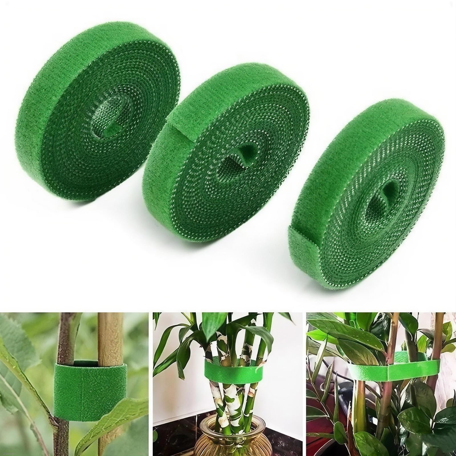 Cravatte da giardino riutilizzabili con gancio e anello, 5 pezzi, regolabili per piante bianche, delicate sulle piante, uso interno ed esterno (larghezza 14,5 mm x lunghezza 50 m)