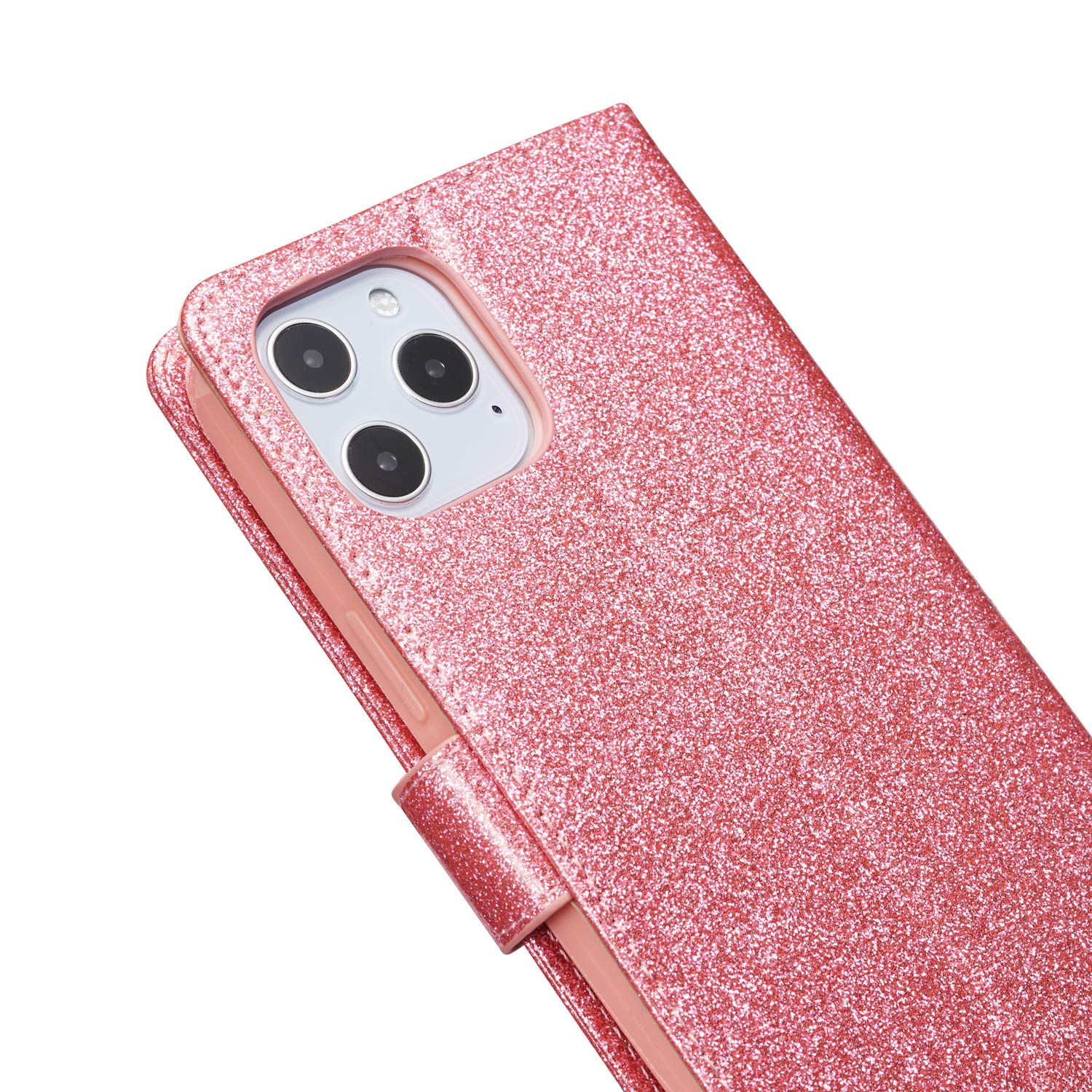 Mo-Somnus Klapphülle Für IPhone 12/12 Pro (6,1 Zoll) – Mit Glitzer, Leder-Optik, Kartenfächern & Ständerfunktion