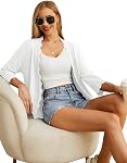 GRECERELLE Womens Lightweight Open Front Summer Cardigan Sweaters Casual Cropped Knit Tops Elegant Shrugs for Women