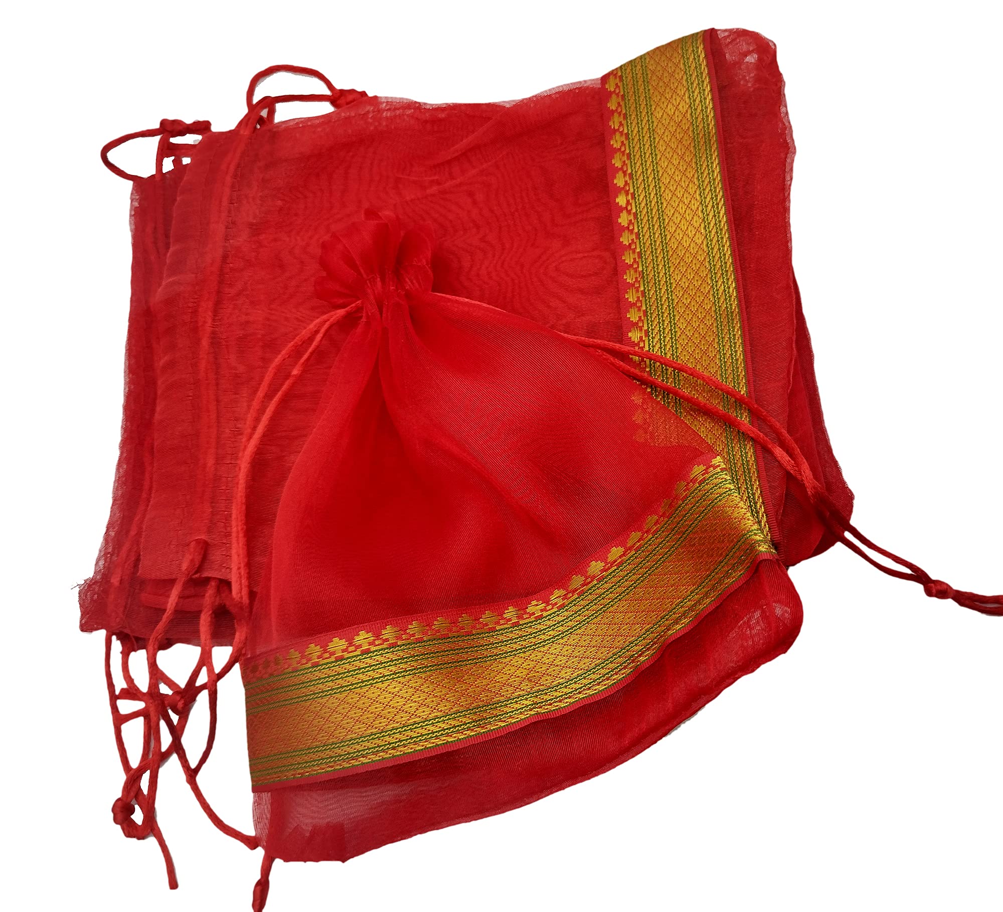 brown leaf Set Of 12 Organza 9 x7 inch Potli Bags Pouch Best for Wedding Anniversary Party Supply Return Gifting Bags (Red) (B09HKD5Q96) Amazon Price History, Amazon Price Tracker