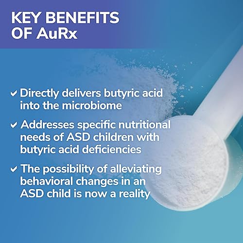 Miniatura 4 de AuRx Autism Spectrum Medical Food Powder para apoyar la salud intestinal, suplemento de ácido butírico estabilizado en un polvo sabroso para niños