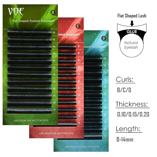 Miniatura 3 de VOE Extensiones de pestañas de seda de elipse planas semipermanentes (0.20 C rizo 0.512 in)