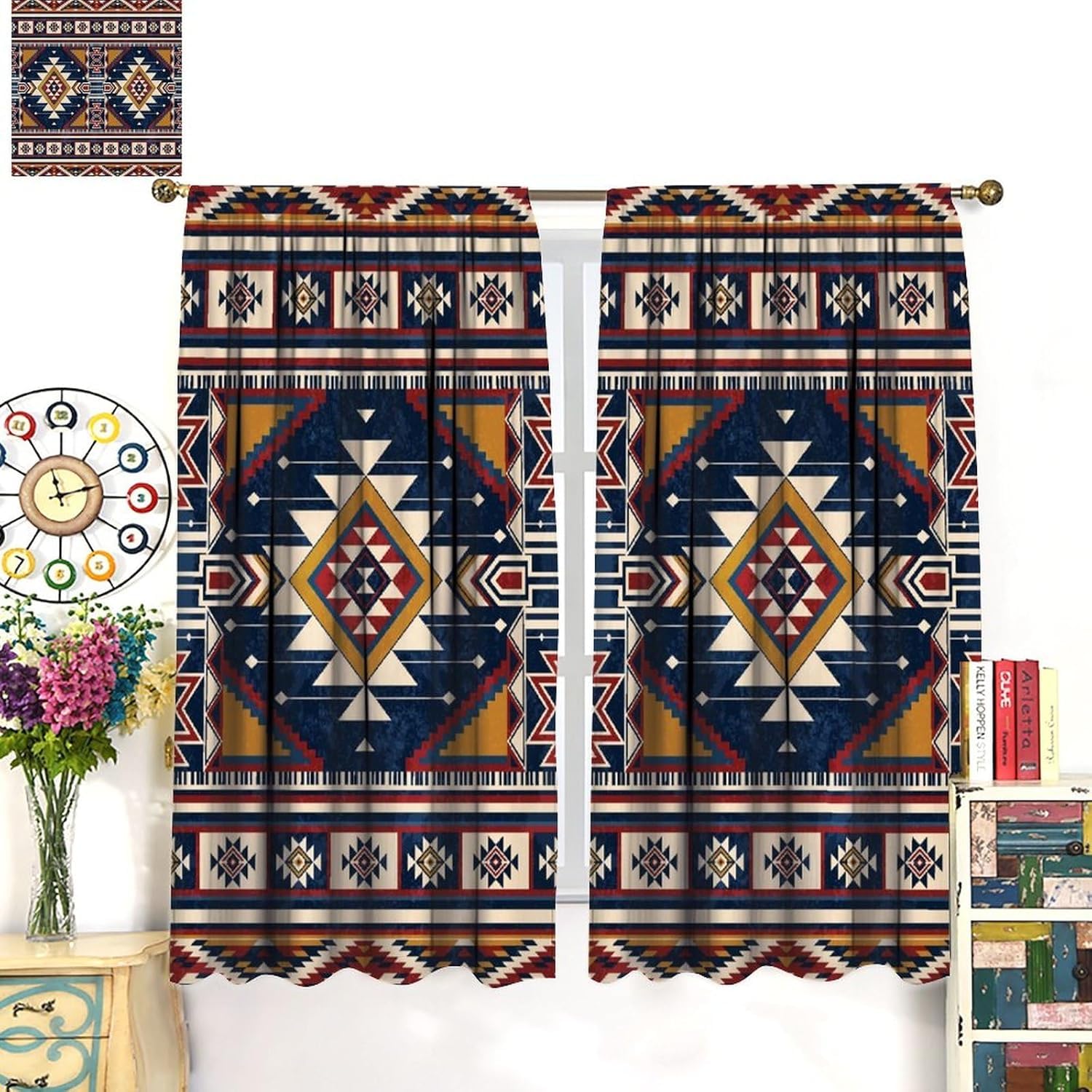 Vorhänge Schlafzimmer 3D Retro-Stammes-Geometrische Streifen 170X200 cm (B + H) Vorhang Gardinen Blickdicht Mit Ösen Thermovorhang Lichtdicht Für Wohnzimmer Schlafzimmer Kinderzimmer/Uv-S-451236541
