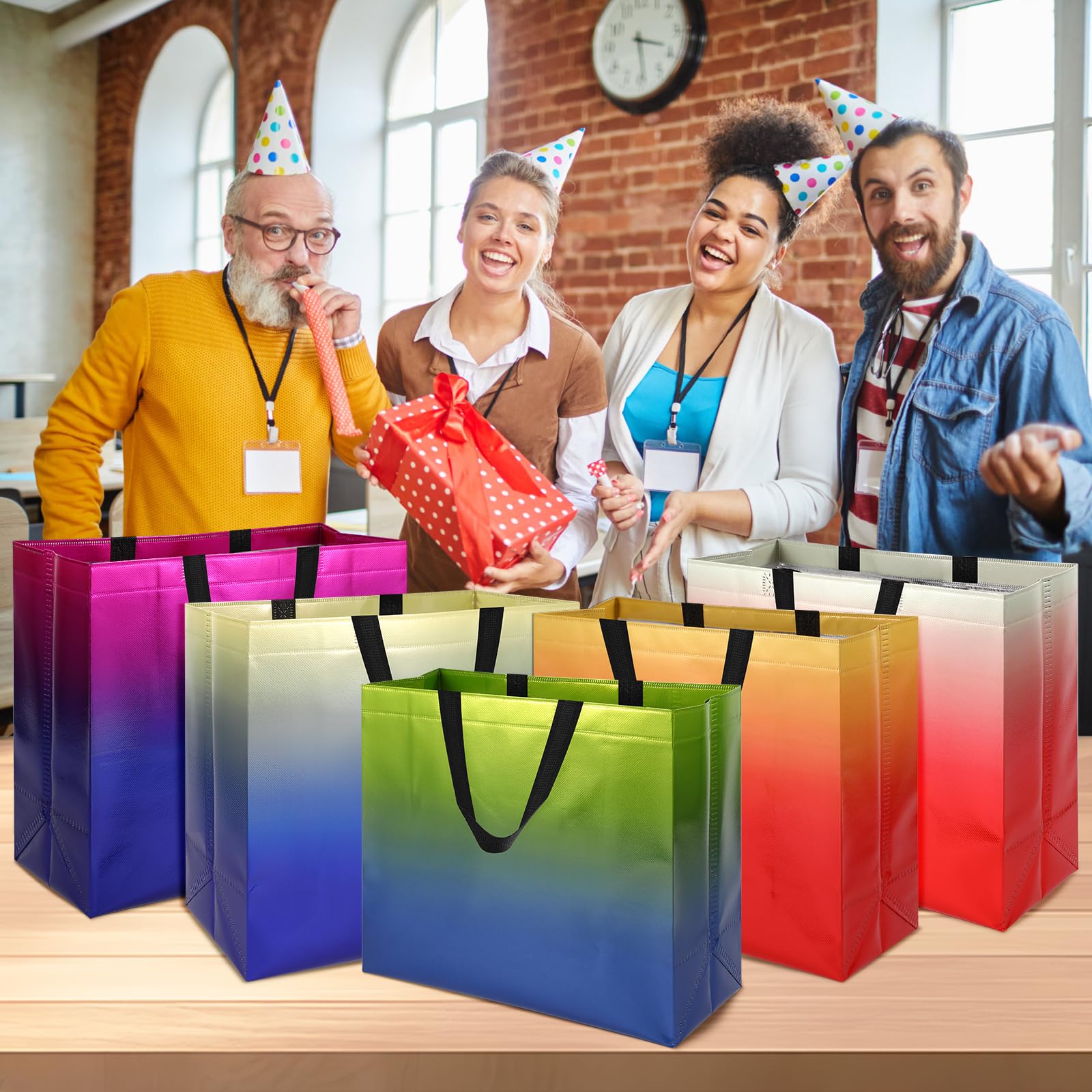 PHOGARY Bachelorette Gift Bag, Iridescent Gift Bags With Handles – Set Of 12 Reusable Goodie Bags Medium Size, Non-Woven Iridescent Party Favor Bags For Girls, Birthday Holographic Gift Tote Bag - View #13