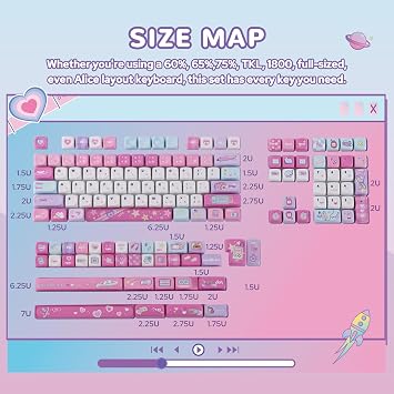 MechLands Aula Hero84 HE Wired Magnetic Gaming Keyboard with KiiBoom X Elyxirine Digital Dreams: Pastel Y2K Keycap Set
