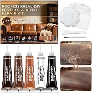 Vigorder Brown Leather Repair Kit for Furniture, Leather Couch Repair Kit for Furniture, Sofa, Jacket, Purse – Super Easy Instructions to Fix Scratches, Tears, Holes, and Peeling - Amazon product rated Grade B