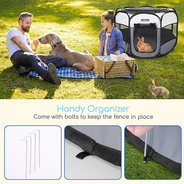 Foto 7 de 7 de Nobleza - Parque para Perros 92x92x58 cm, Corralito Plegable para Mascotas de Interior y Exterior, Recinto…