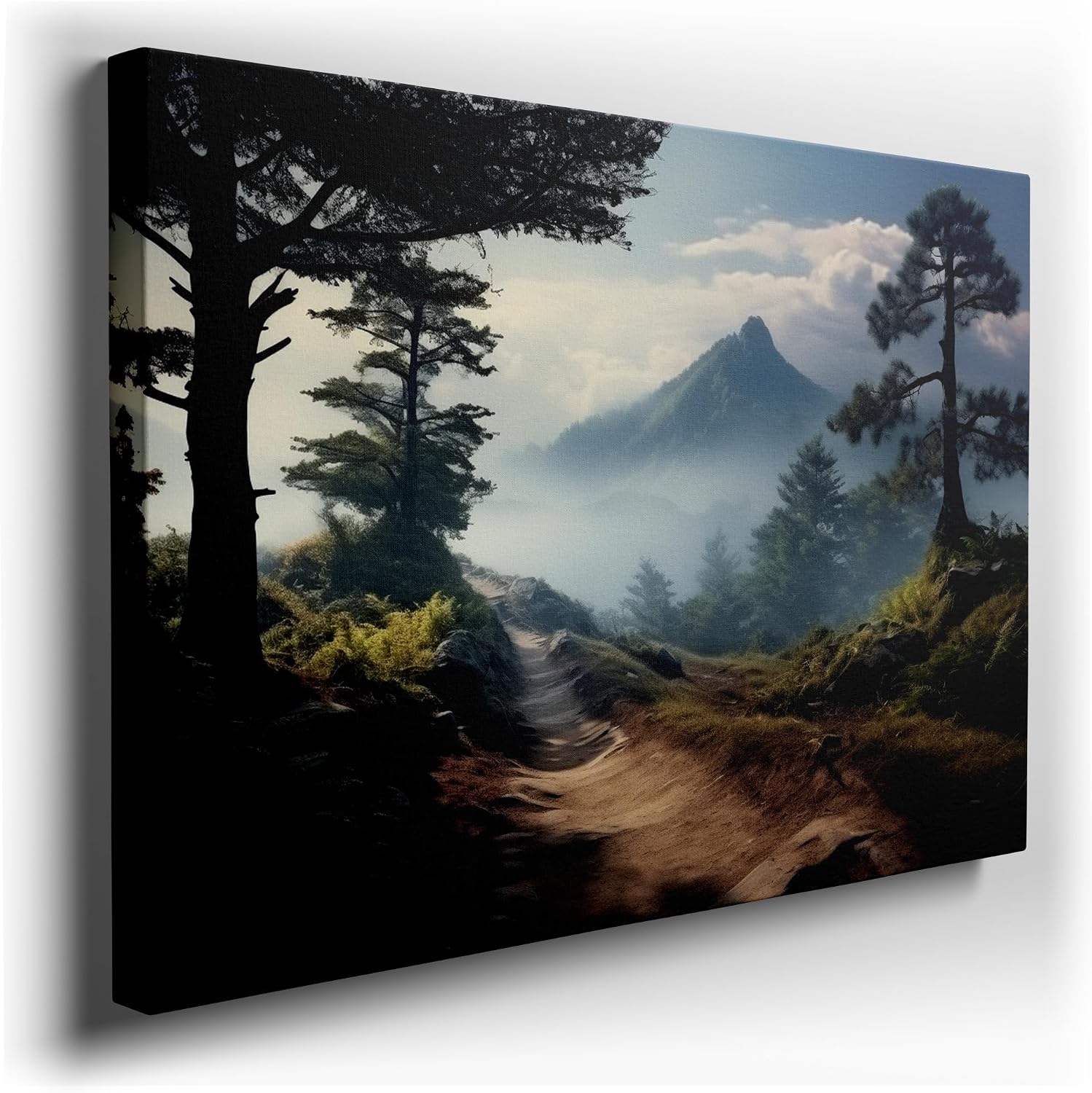 Canvas for Living room. Whispering Wilderness - Journey to the Mist-Shrouded Summit, 27 x 18 inch Canvas Wall Art - Modern Home Decor - 69x46 cm (27x18 inch)