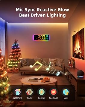 EASYERA Smart Digital Wall Clock App Control, 16.5 Large RGB Clock