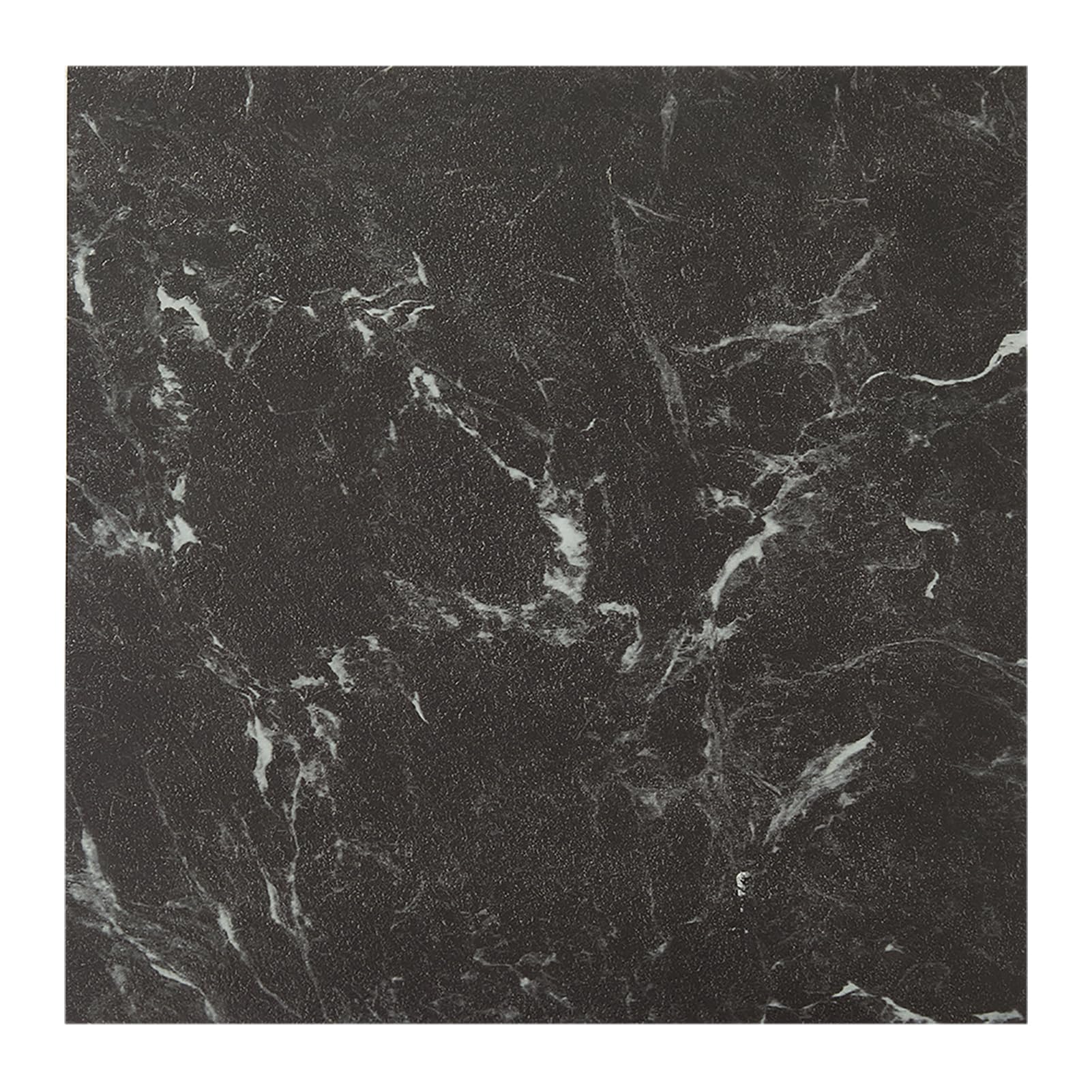 INMOZATA 10pcs Peel and Stick Floor Tiles 12 x 12 inches Vinyl Flooring Marble Effect Self Adhesive Floor Tile Waterproof Stick on Floor Tiles for Bathroom Kitchen Living Room(Marble Black 02)