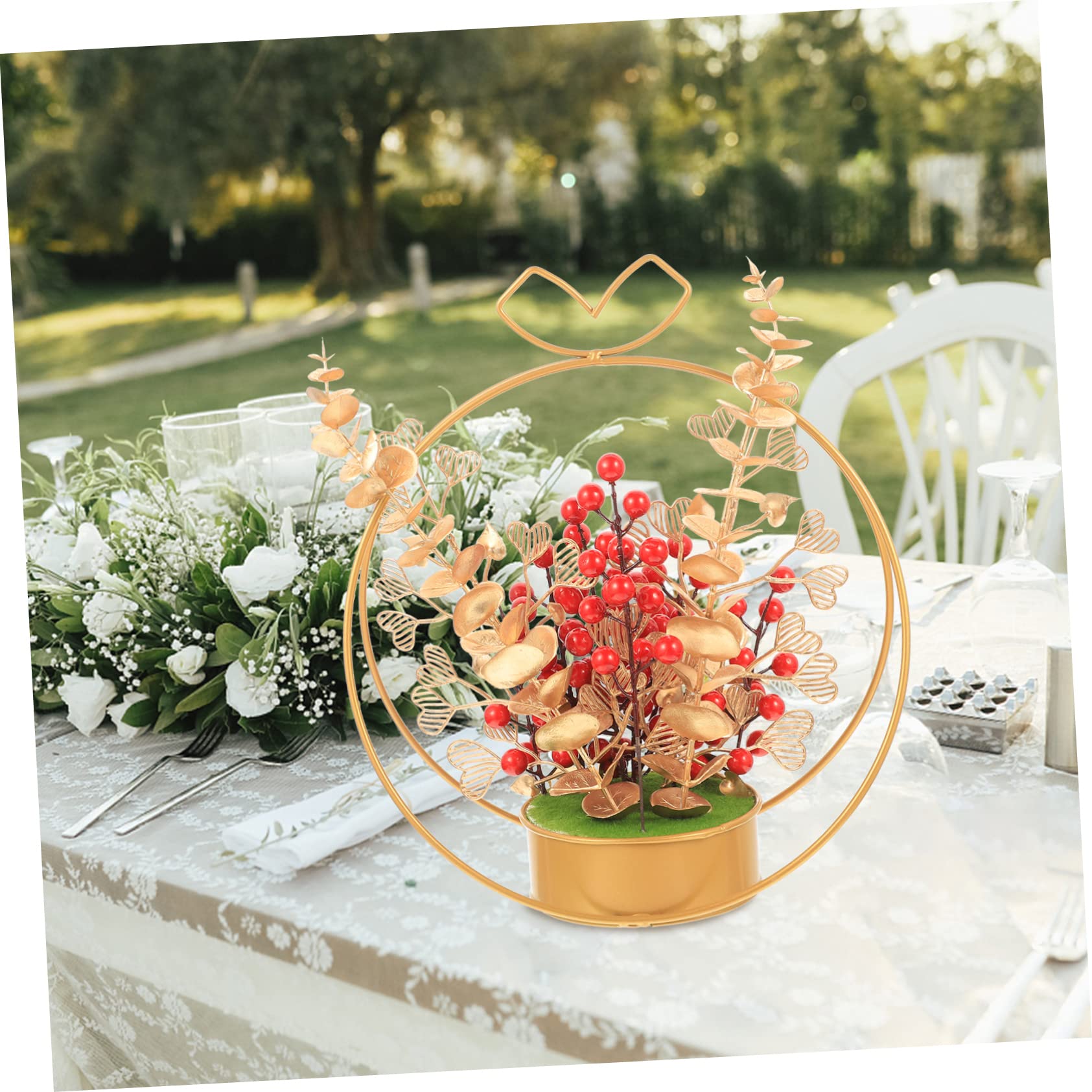 GALPADA Cesto di Fiori Finto Bacche Rosse Decorazione da Tavolo per Matrimoni Ornamento per Fest Matrimonio Decorazione per Tavoli da Pranzo per Decorazioni Nuziali Casa