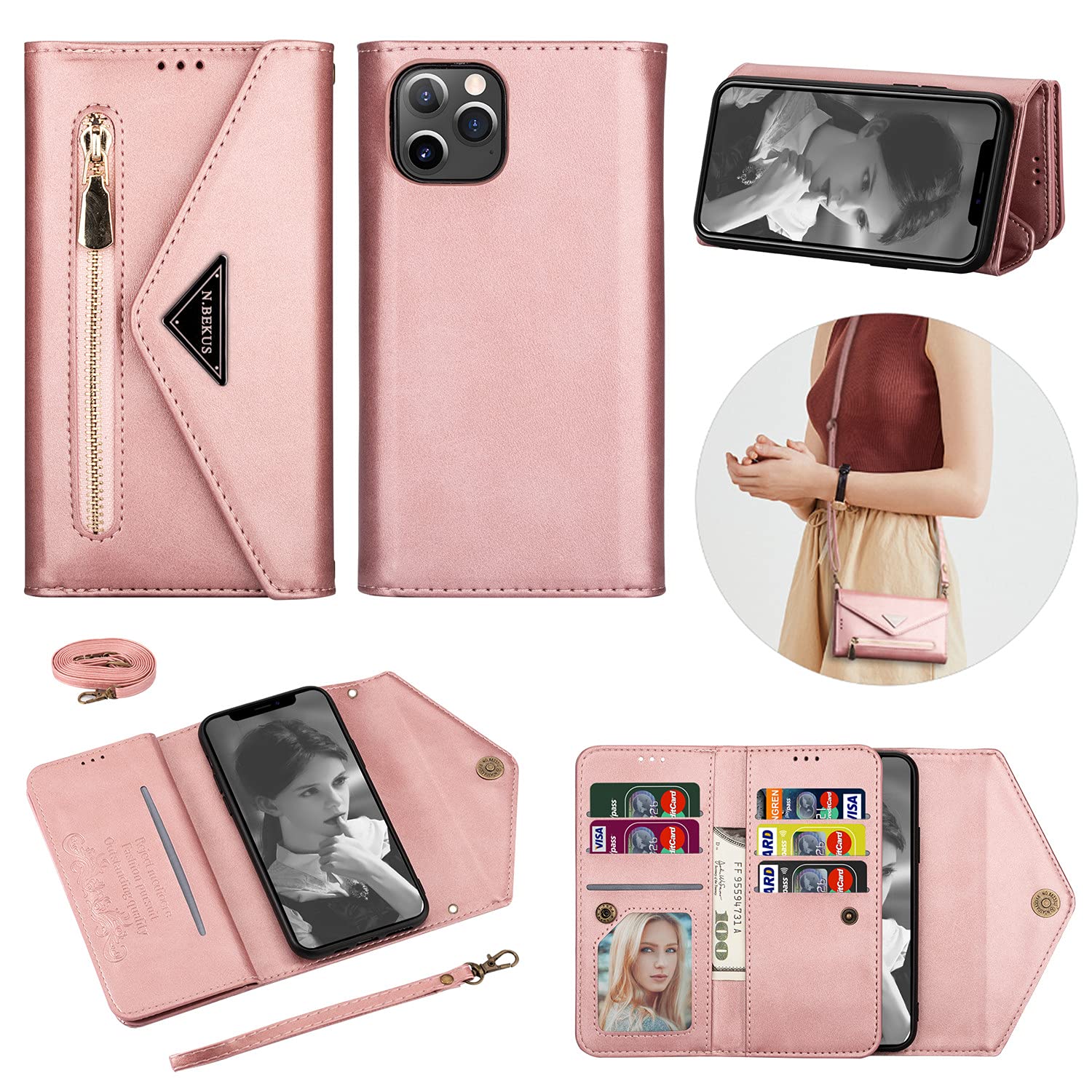 Amazon.com: N.BEKUS 9 Card Slot Flip Cover Wallet Case with