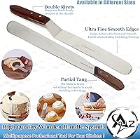 Vista 20 de Wooden Handle Butter Cake Icing Spatula Smoothing Pastry Decorating Tool Stainless Steel,Grilling, Baking Cooking Kitchen Utensil (8" Blade)