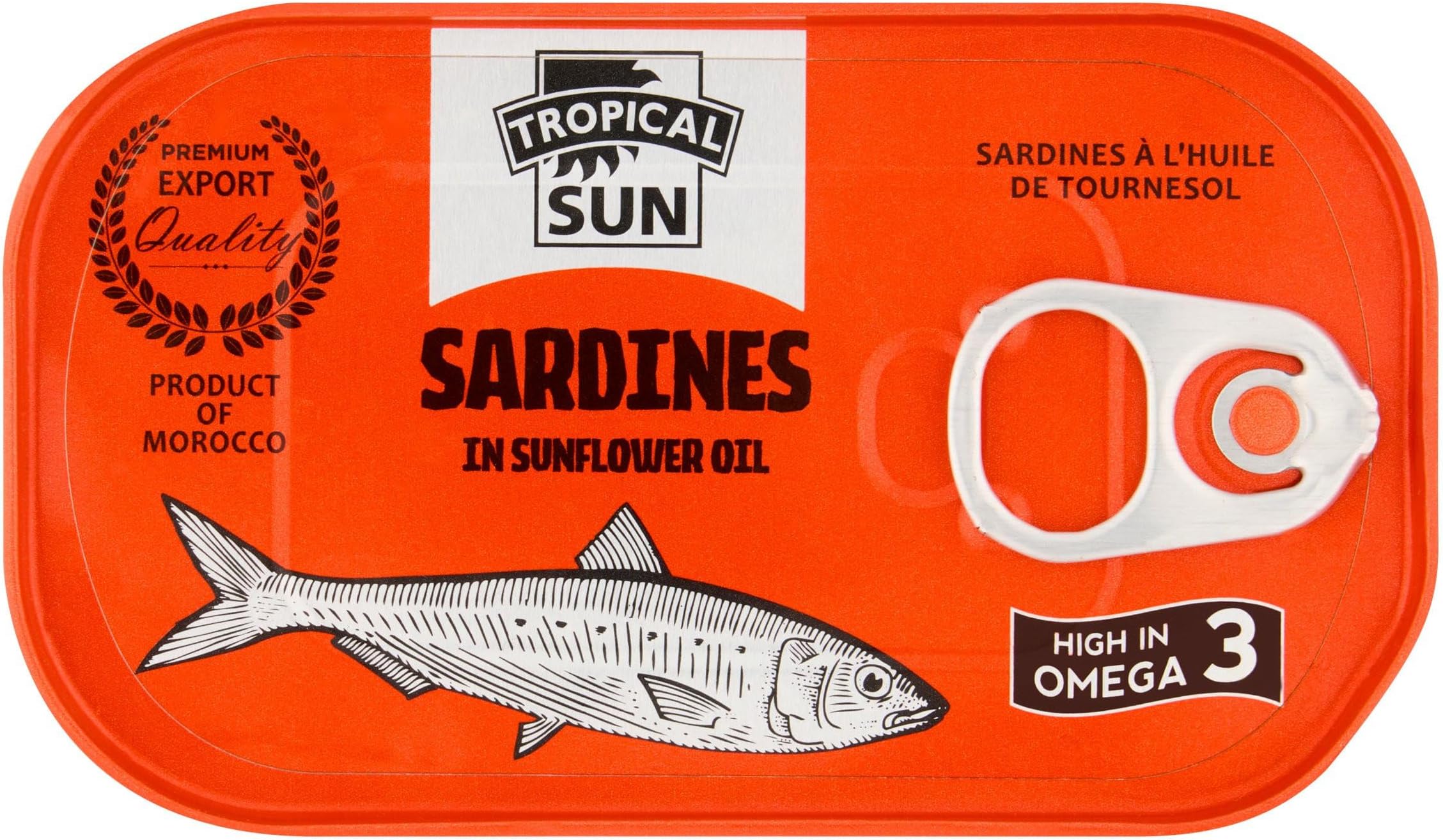 Tropical Sun Sardines in Sunflower Oil 125g, Pack of 12