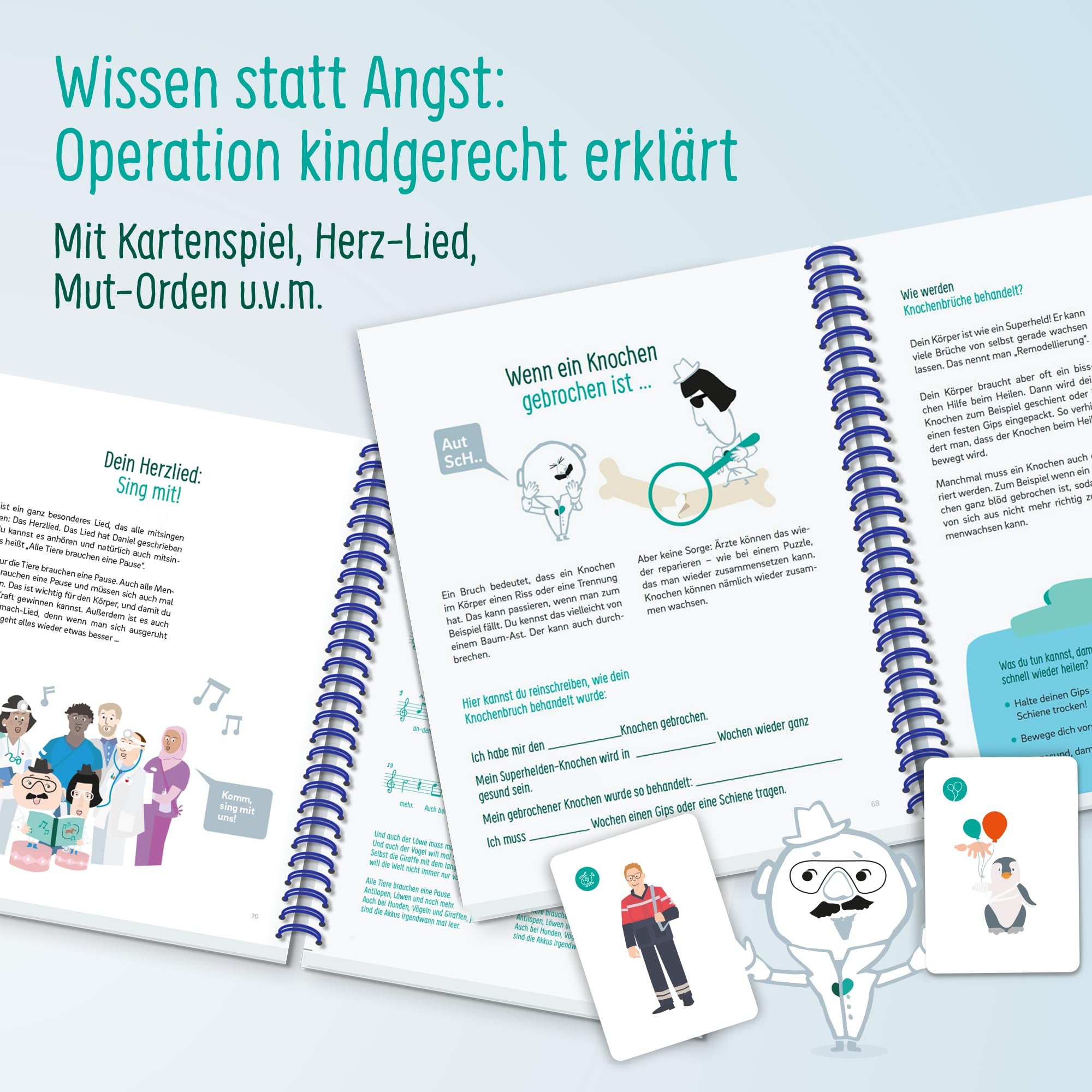 Kinderherzbuch Verlag – książka dla dzieci "Otwórz swoje serce": Operacja Mitmachbuch dla dzieci (4-11 lat) do operacji, badania, znieczulenia i szpitala – książka z elementami interaktywnymi i