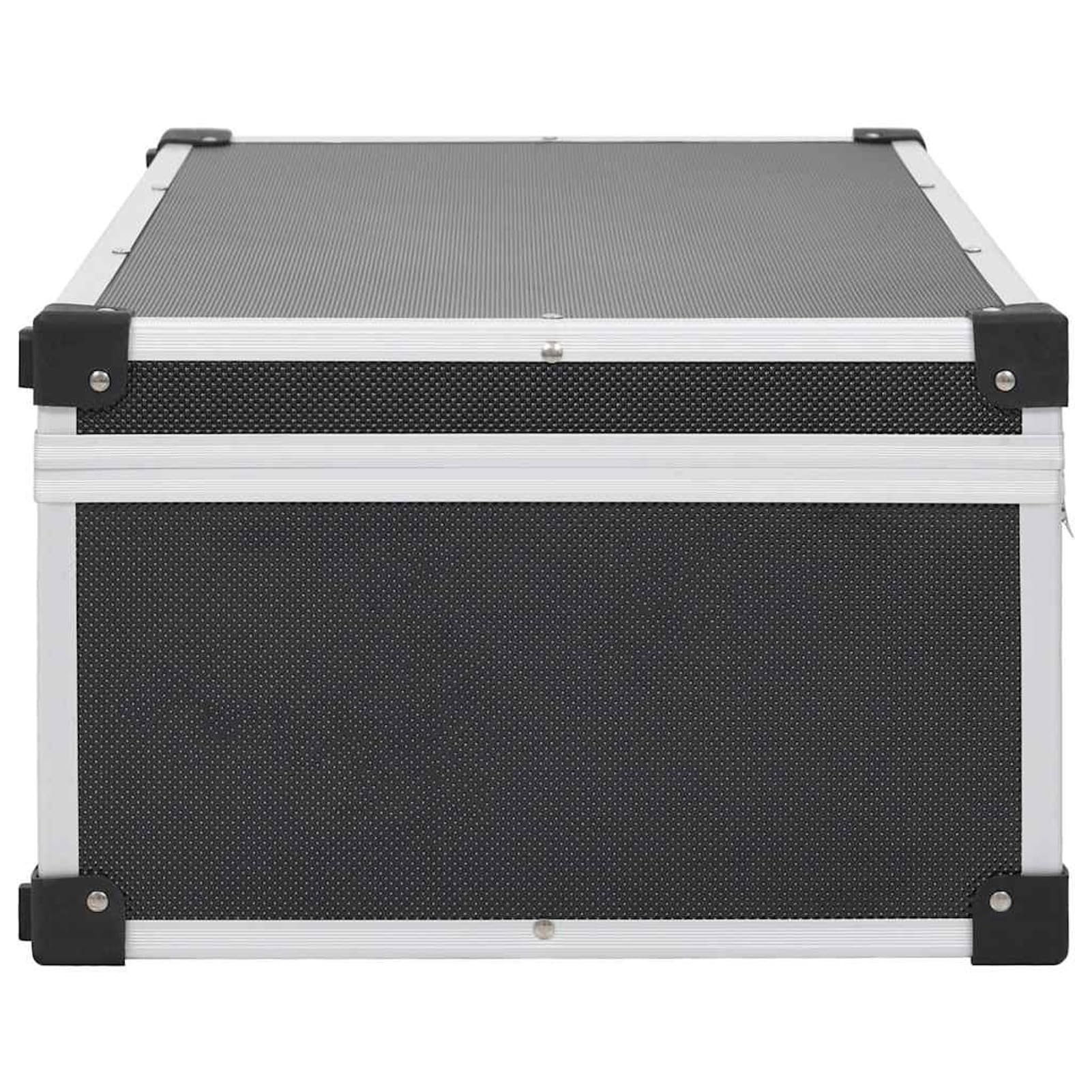 Robuster CD-Koffer mit Aluminiumbeschichtung, Holz-ABS-Material, Schwarz, 56,5 x 29,5 x 18,5 cm, abschließbar, für CD-Organisation und Schutz 91855