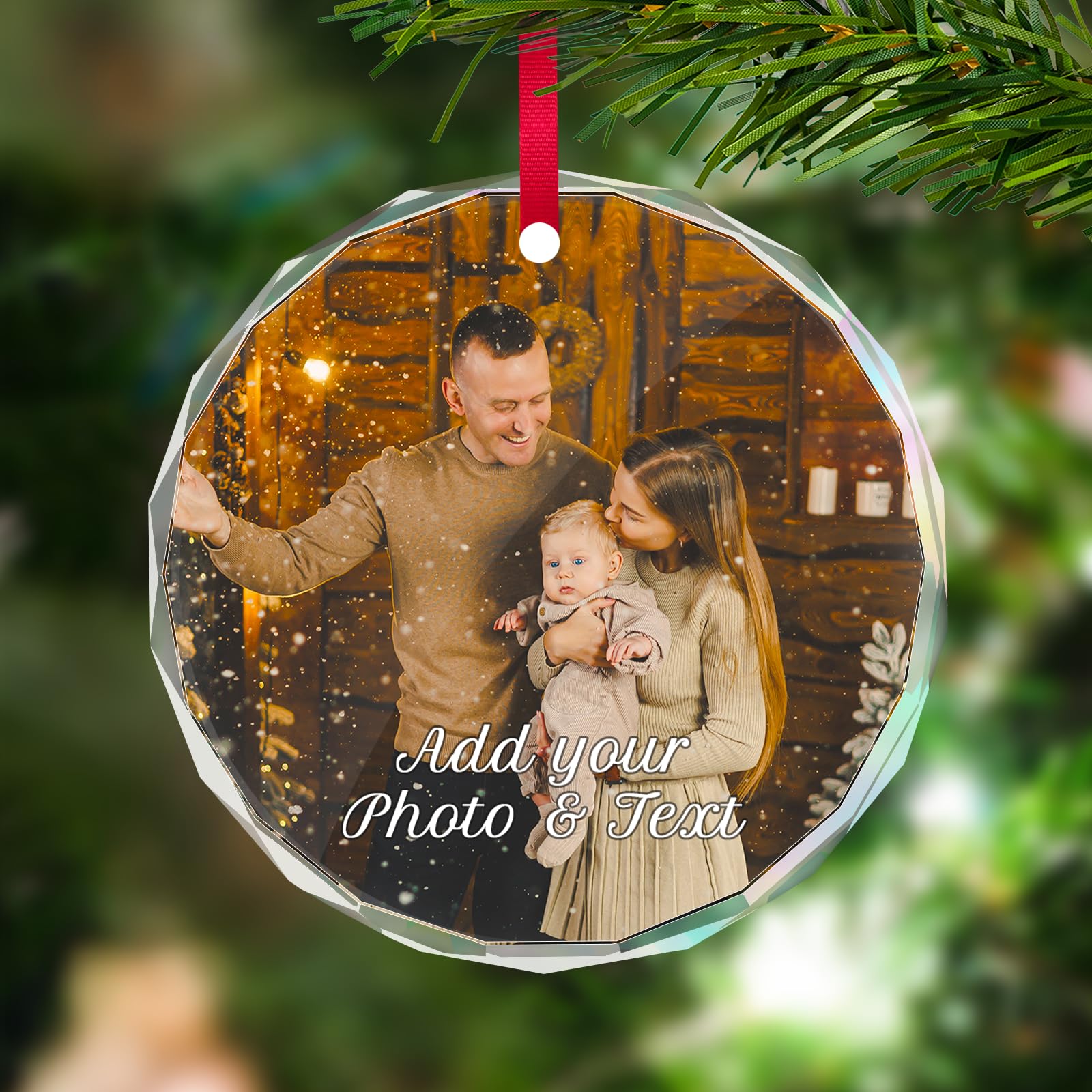 Personalised Christmas Baubles with Photo - Custom Picture Text Baubles for Christmas 2026, Customised Crystal Xmas Tree Decor, for Family, Friends, Lovers — image 1