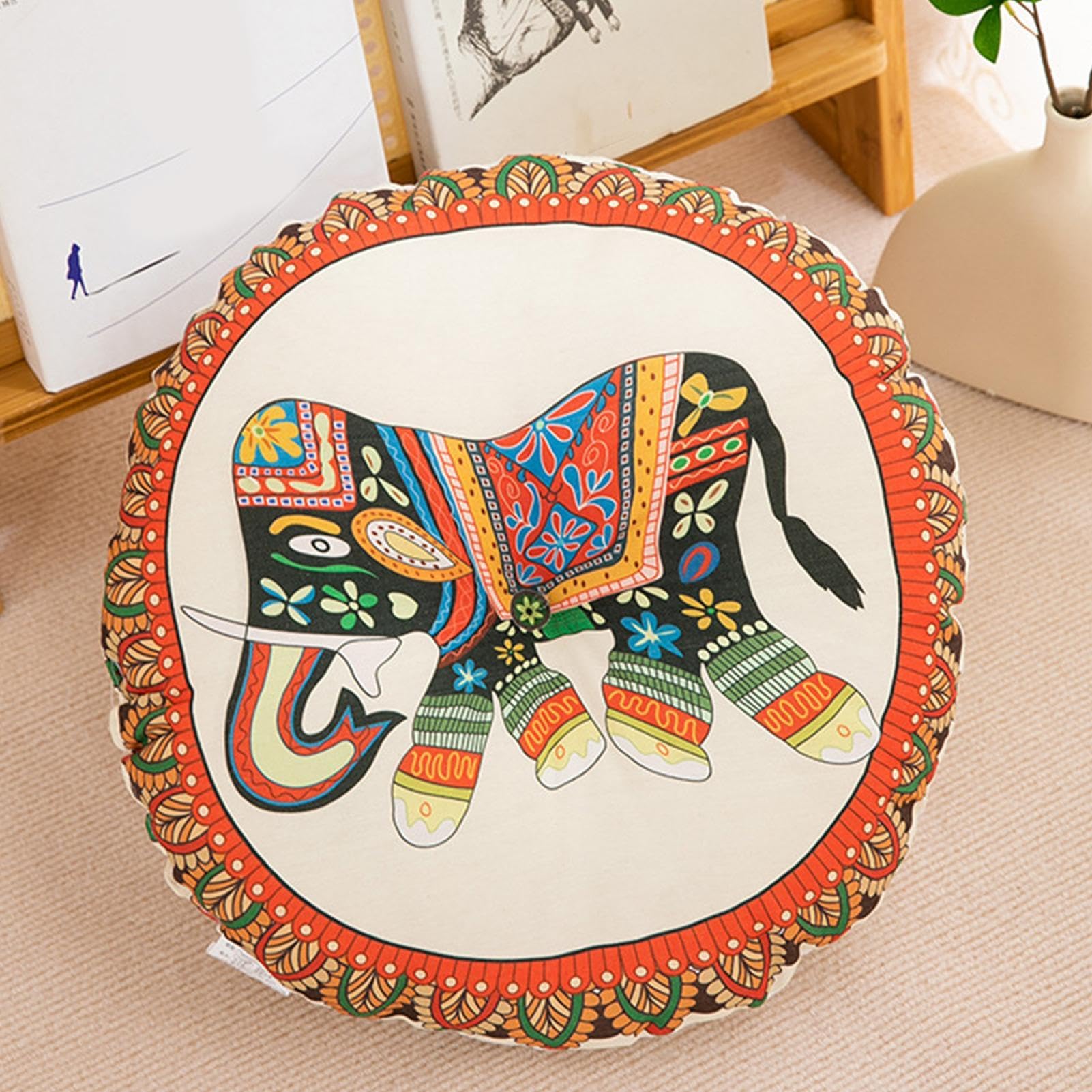 Stylowe okrągłe poduszki na krzesło, solidna poduszka do medytacji, gruba podkładka na krzesło do kuchni, boho poduszka podłogowa 40 x 40 cm na krzesła do jadalni, wewnątrz, na zewnątrz