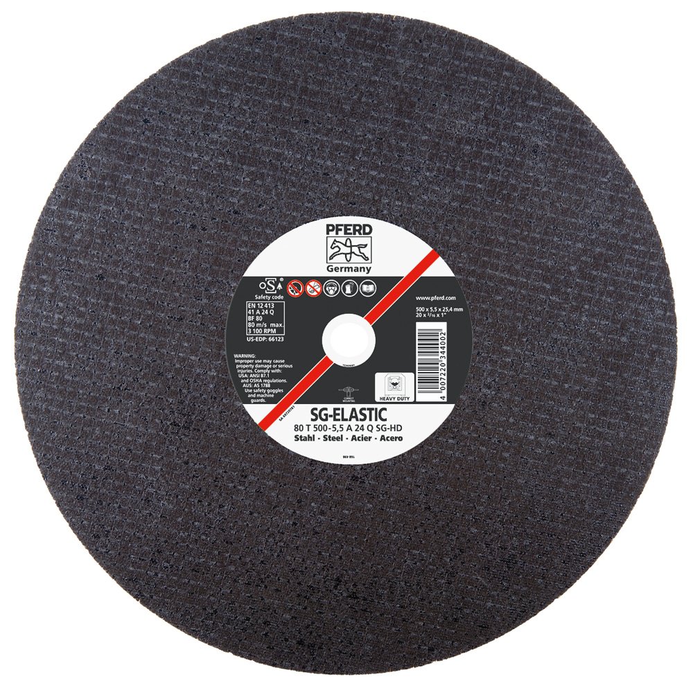 PFERD 66123 Heavy Duty Stationary Cut-Off Wheel, Aluminum Oxide A, 20