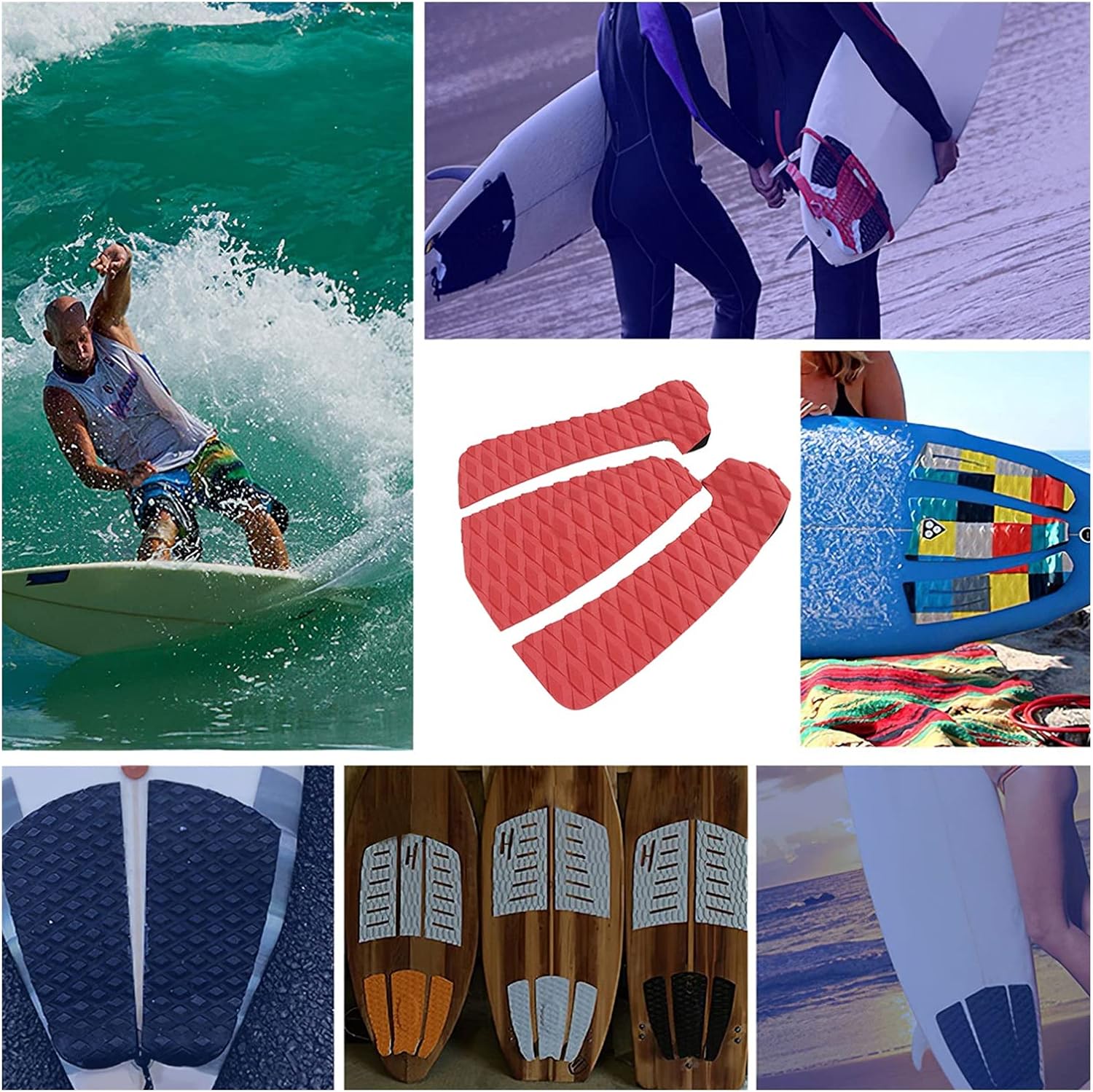 3 Piece Surfboard Traction Pad EVA Tail for Funboard Fish Skimboard Accessories