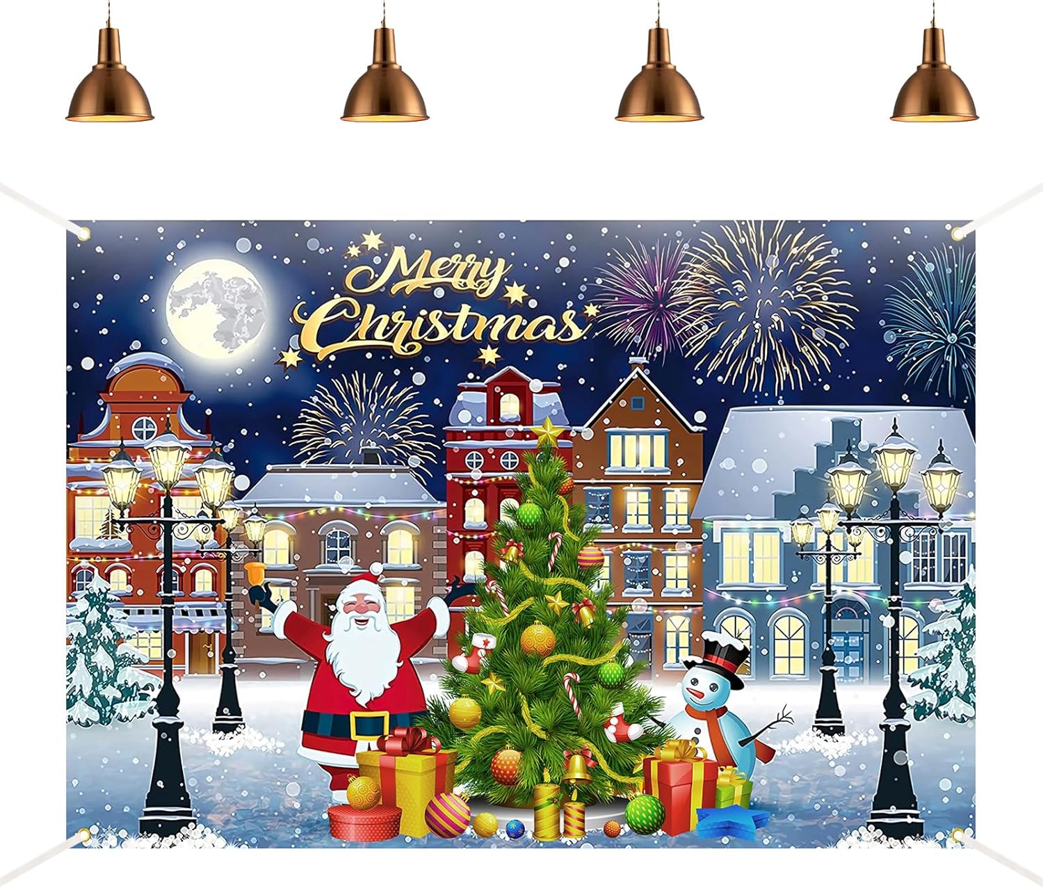 Christmas Backdrop Banner, Xmas Background Decoration, Santa’s Village