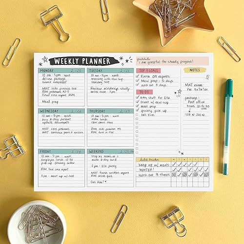 Miniatura 3 de Bloc de notas de planificador semanal de alta calidad, 52 hojas semanales sin fecha, bloc de notas diarias con juego de bloc de notas adhesivas
