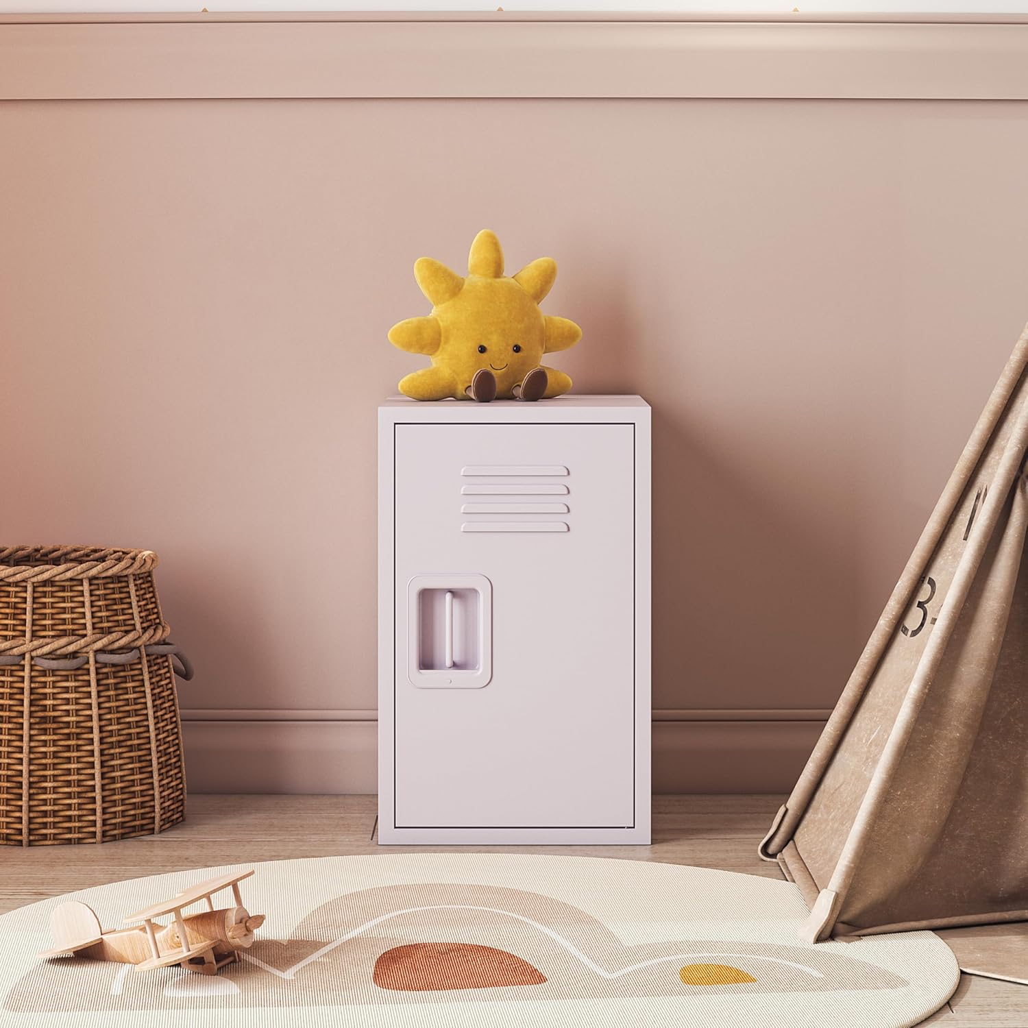 Little Seeds Casey Kids Stackable Mini Metal Storage Locker, Lavender