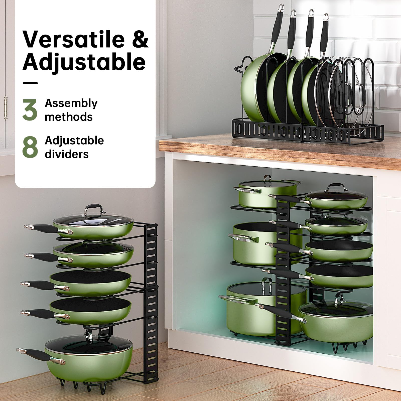 Snapklik.com : MUDEELA Pots And Pans Organizer Rack For Under Cabinet